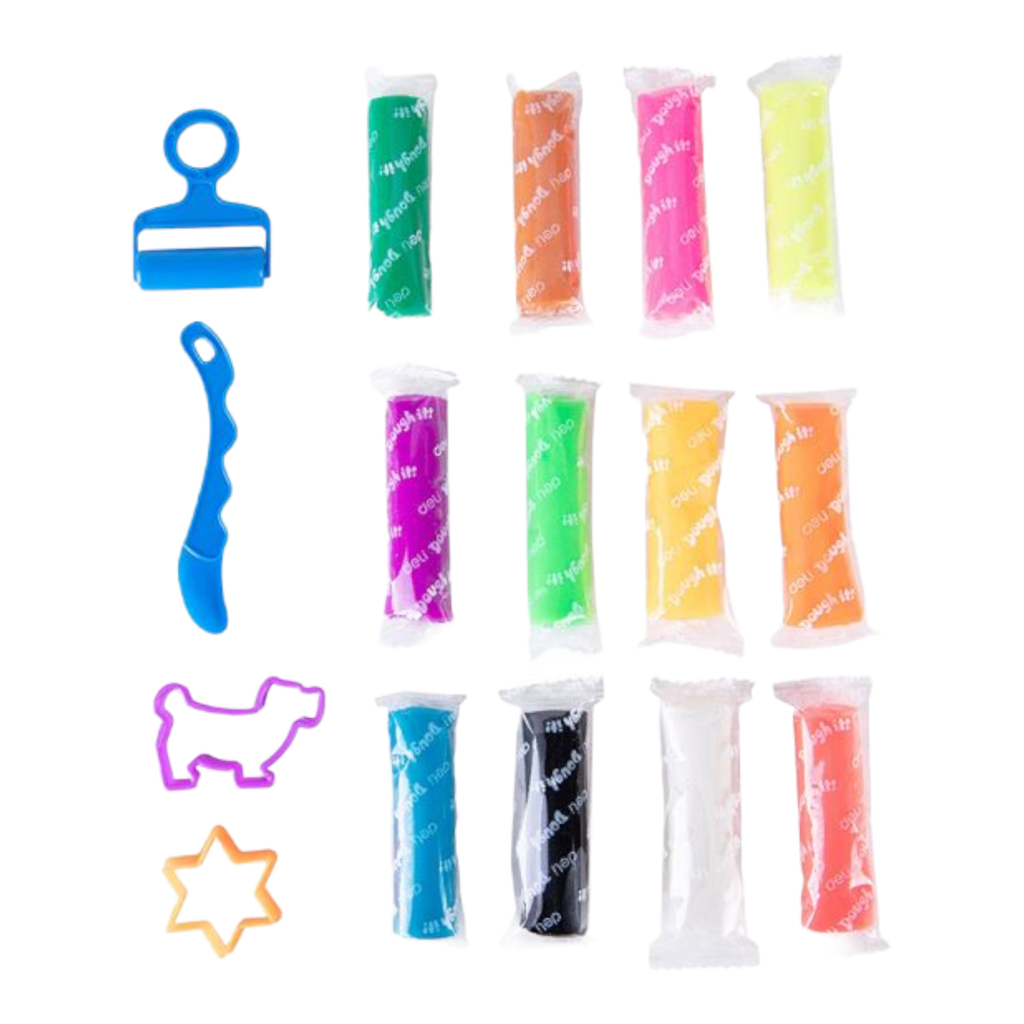 Deli Kids Play Dough 12-Colors in Bucket Tub 160g