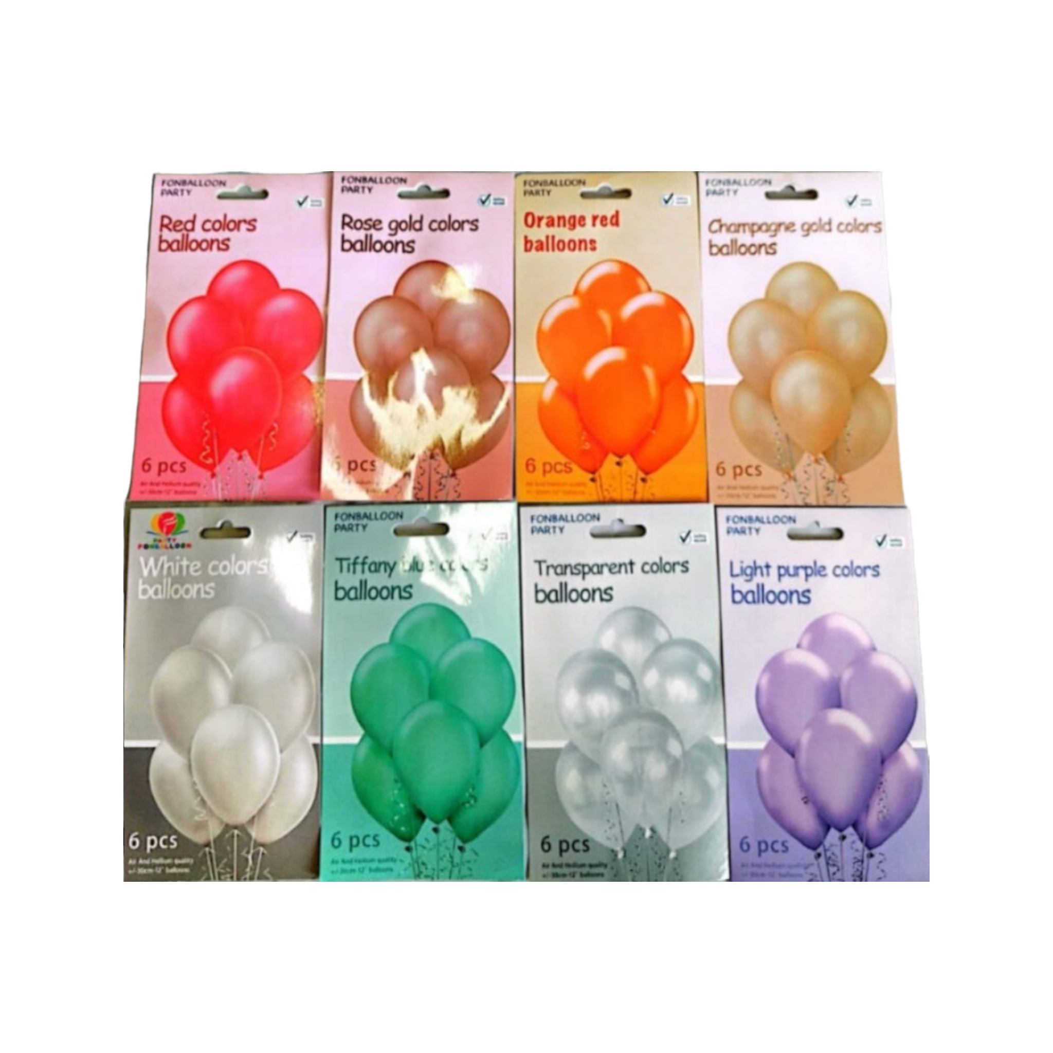 Latex Metallic Party Balloons ±30cm 12inch 6pack