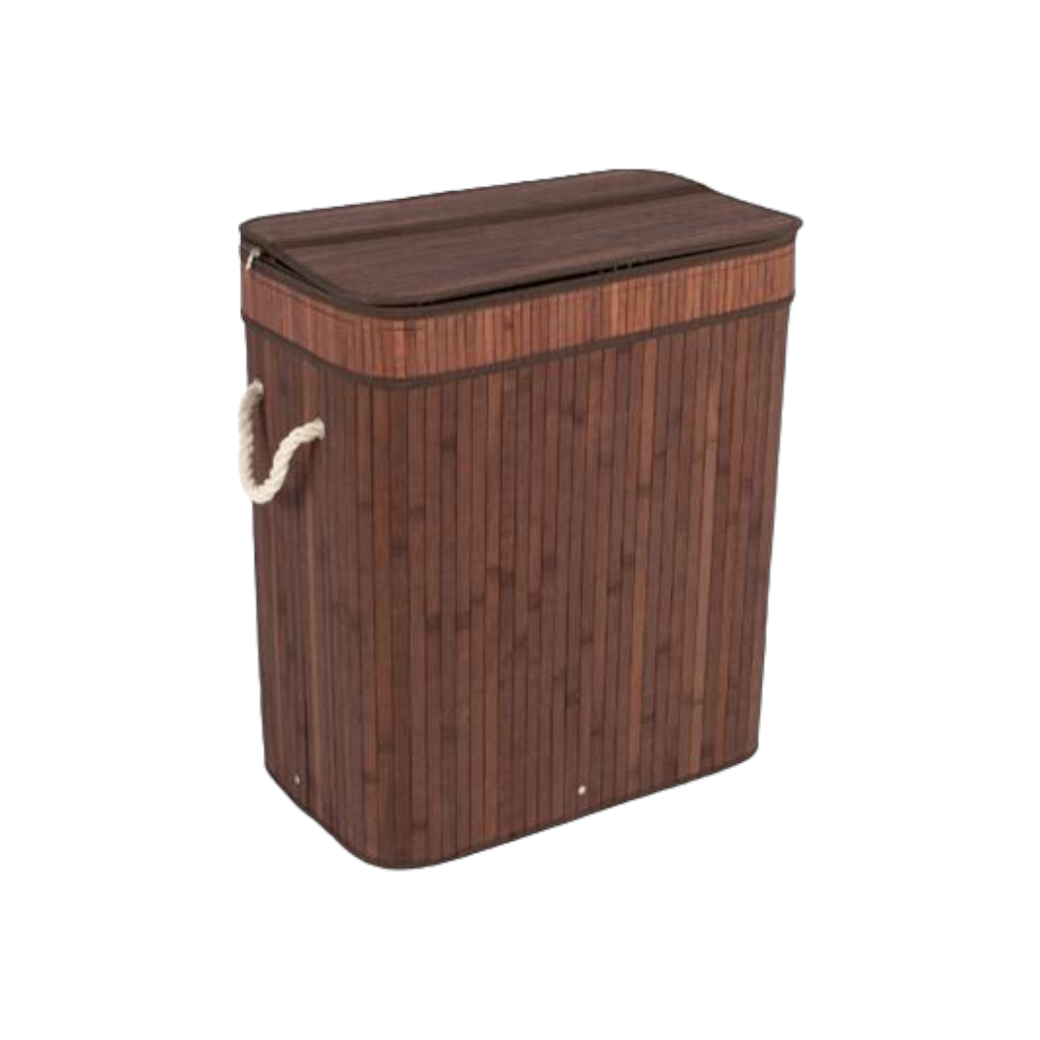 Aqua Bamboo Foldable Laundry Basket Double Rectangle Brown 15691B
