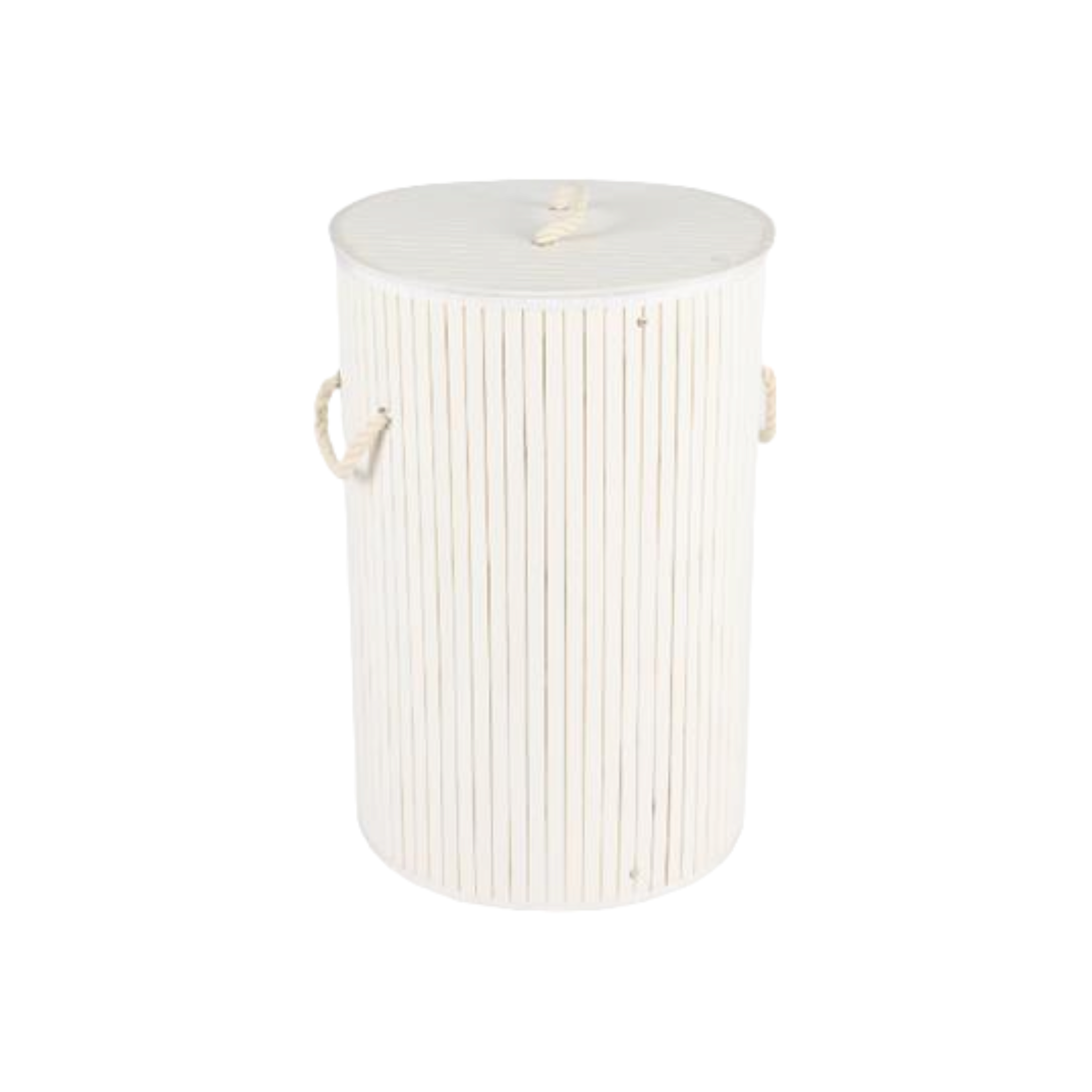 Aqua Bamboo Foldable Laundry Linen Bin Basket Round White 15694