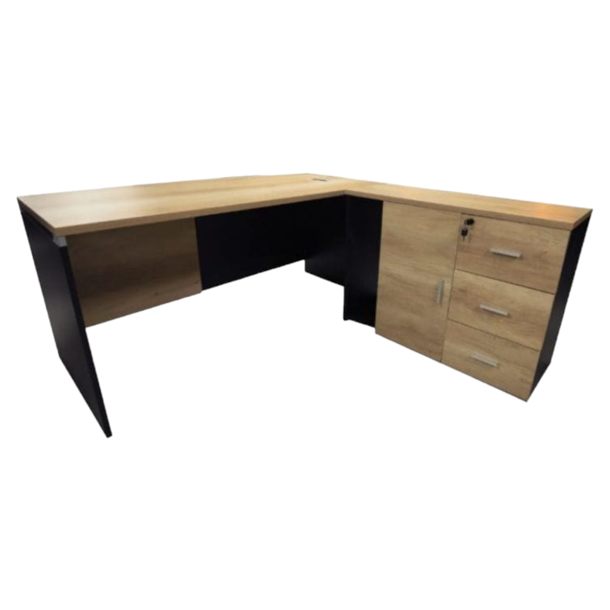Melamine Wood Office desk and Credenza Light Oak