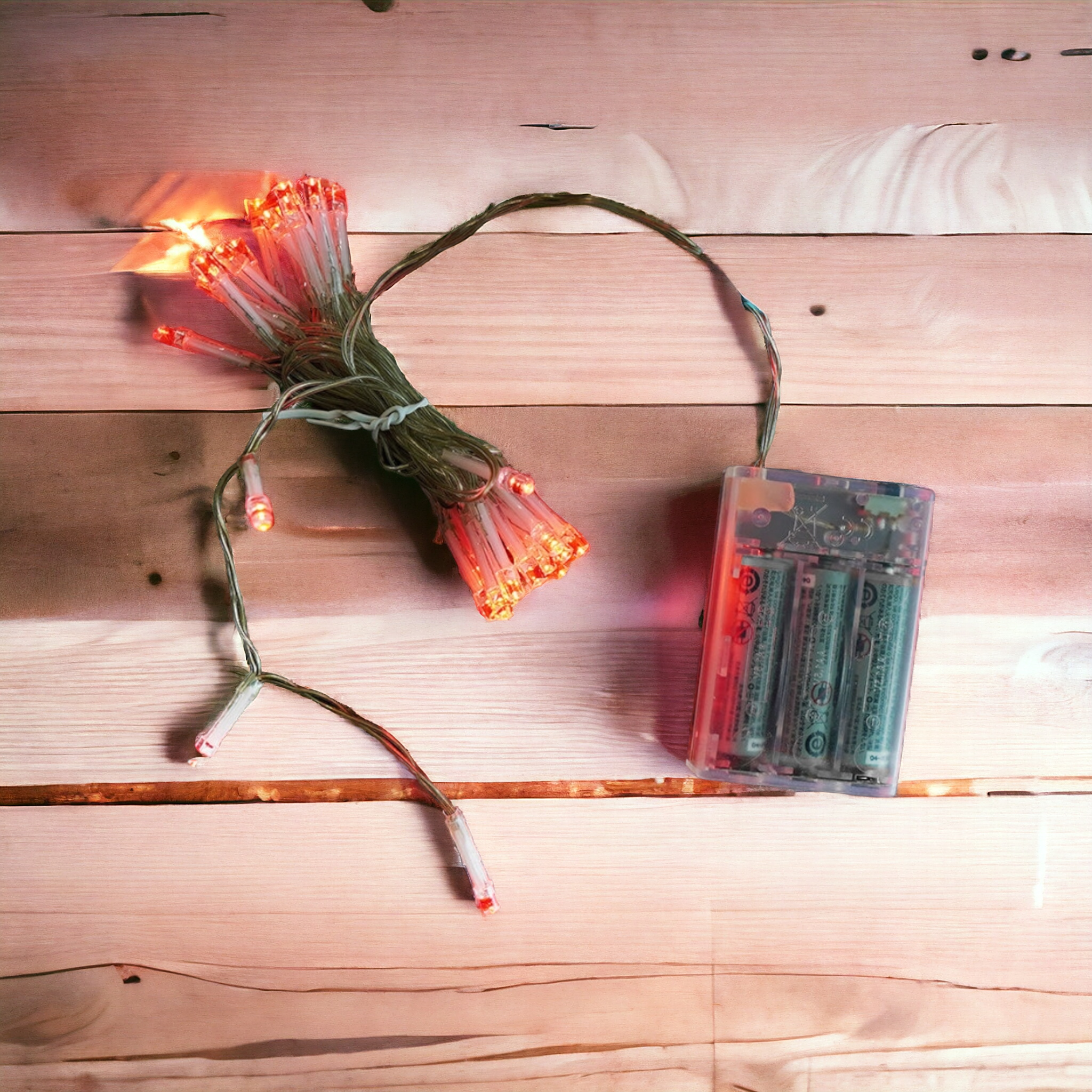 LED String Lights Red Decorative Battery Operated 30-Lights 3m