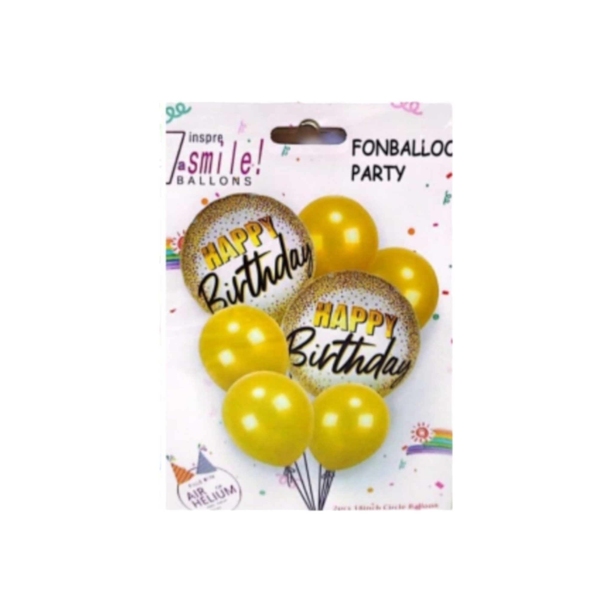 Happy Birthday Printed Gold Balloon 7pcs Set