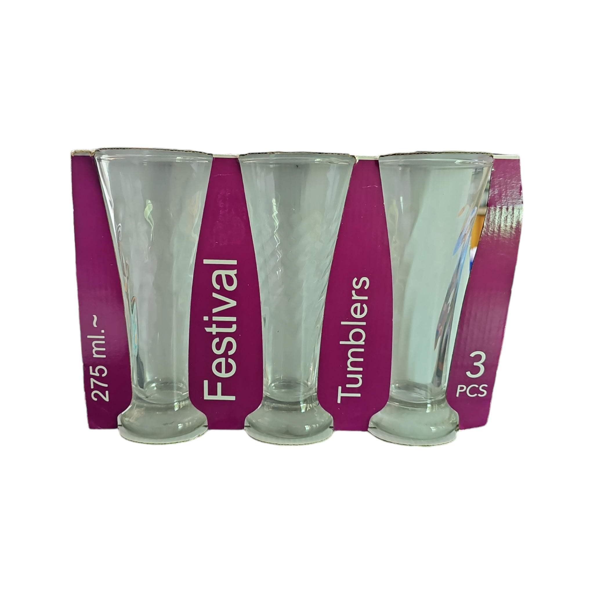 Glass Milkshake Tumbler Swirl 275ml 3pack