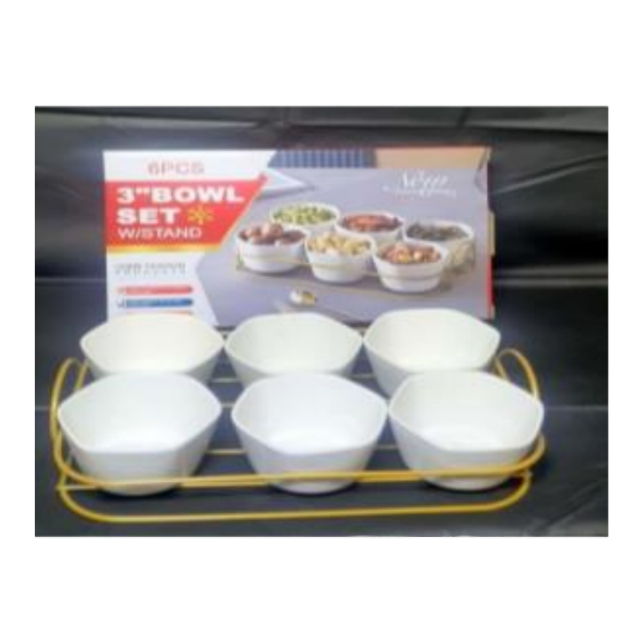 Ceramic White Bowl with Stand 7pc Set 3inch