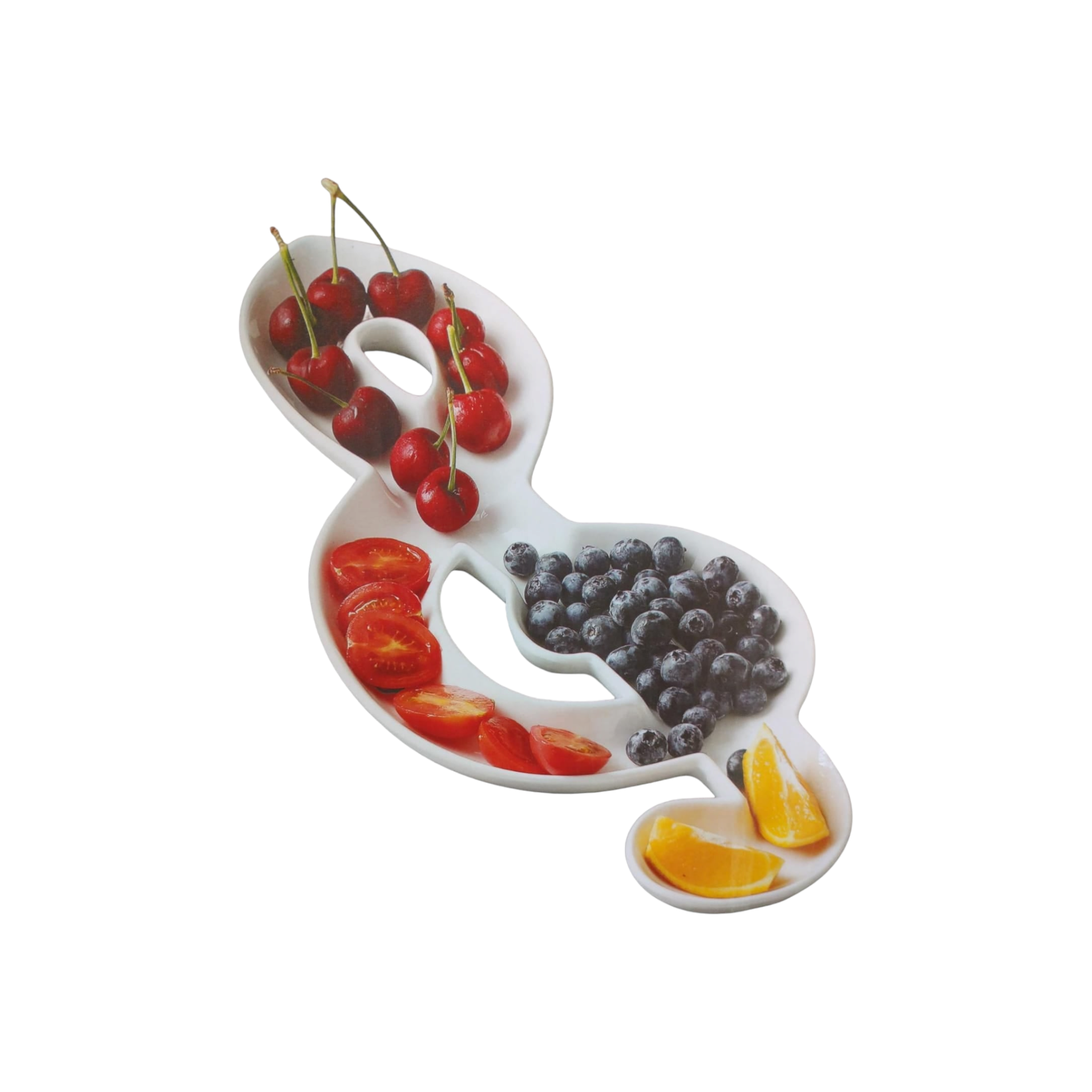 Ceramic Condiments Plate White - Musical Note Patterned 16Inch