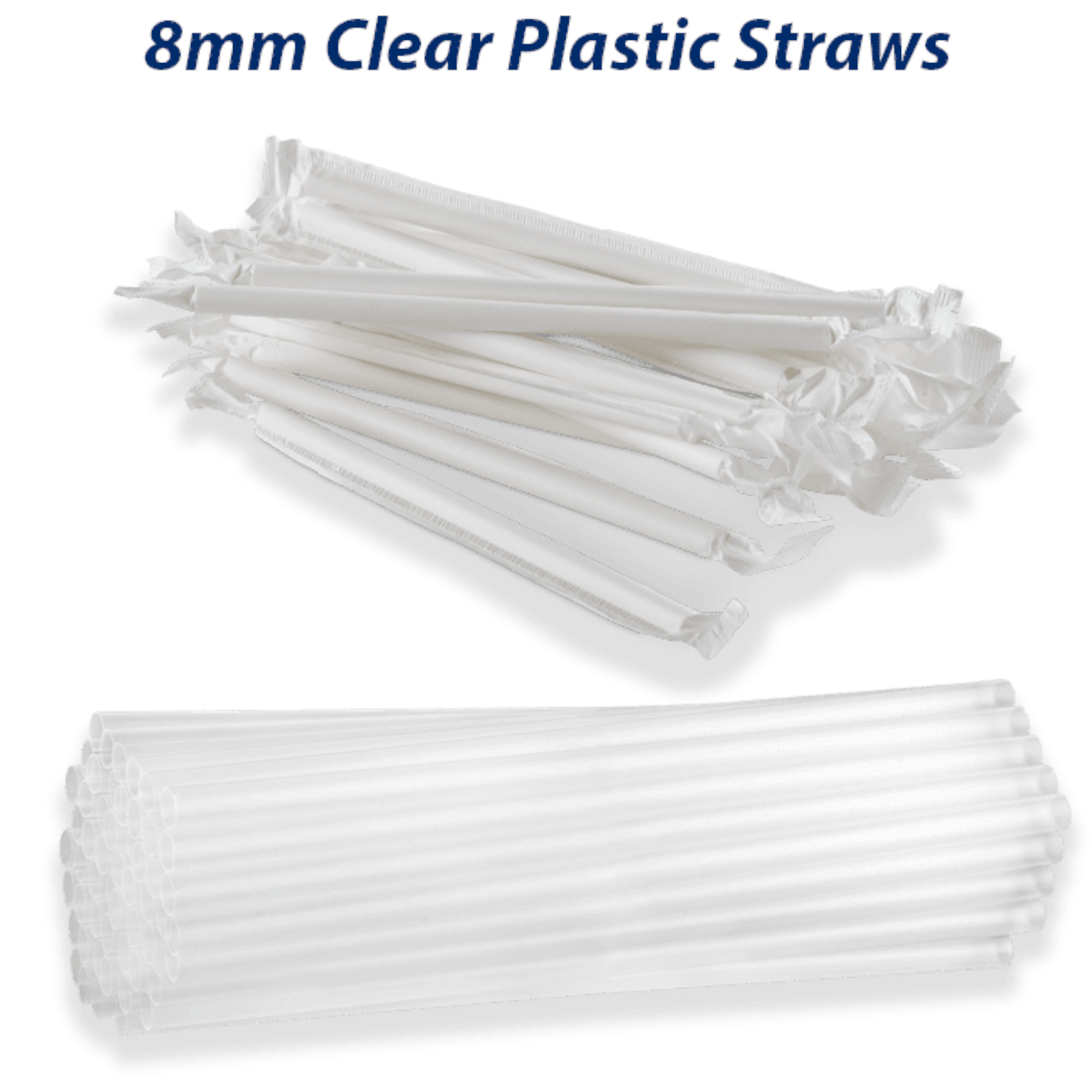 Disposable Plastic Straws Triple Thick 8mm Wrapped 1000pack