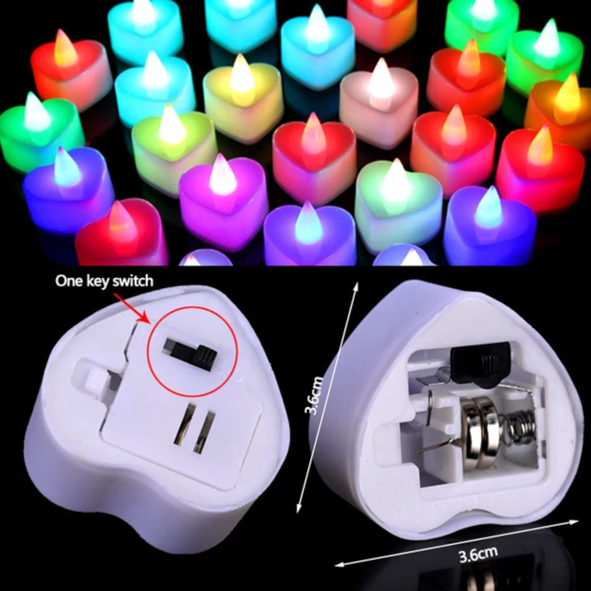 LED Tealight Candle - Heart Design 4x2.1cm Plastic