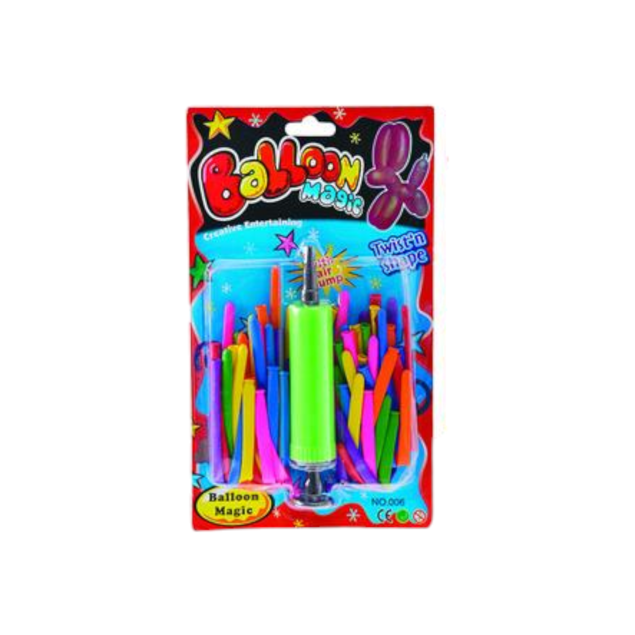 Balloon Inflator Air Hand Pump with 36-Assorted Long Balloons