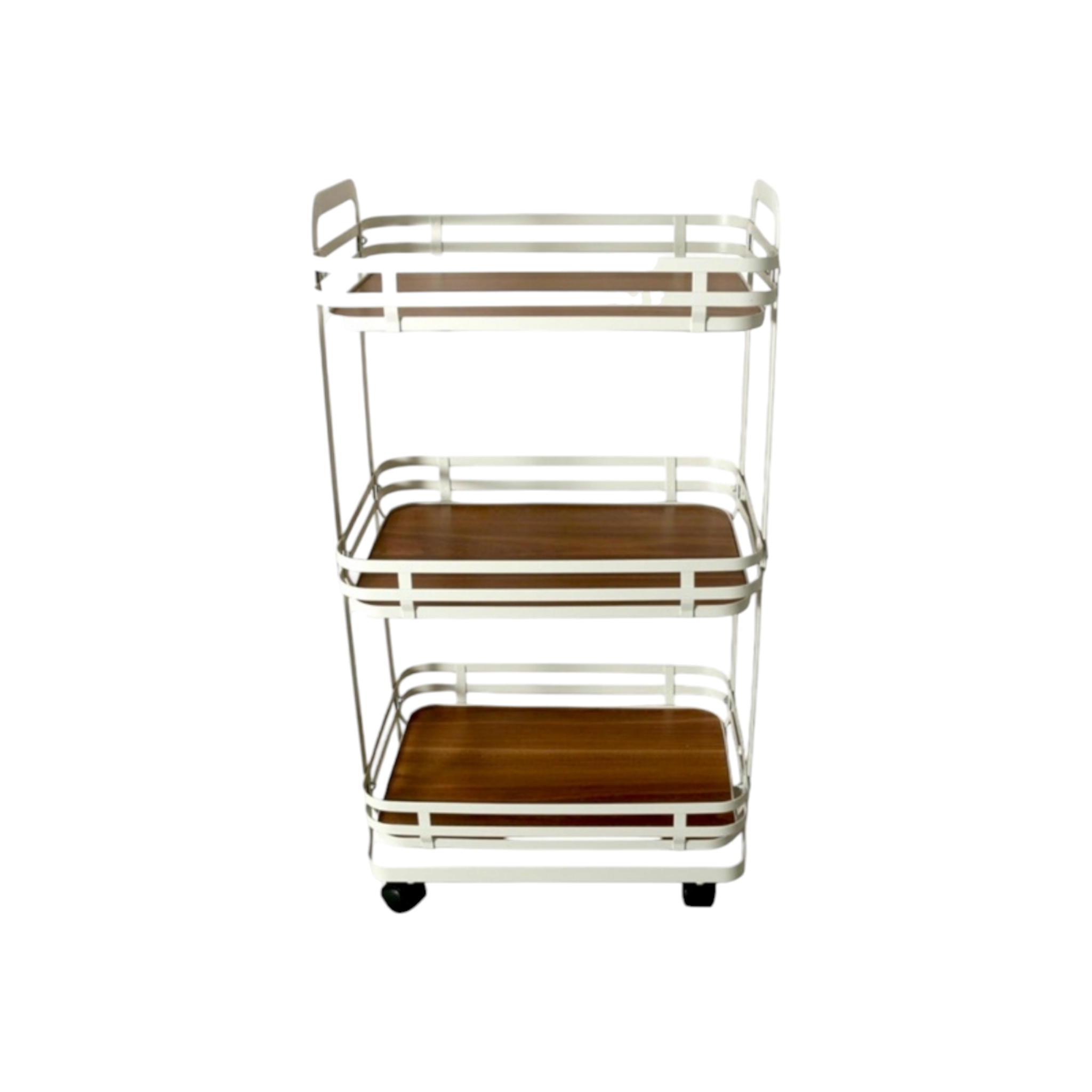 Aqua 3-Tier Storage Cart Trolley Cream with MDF Board
