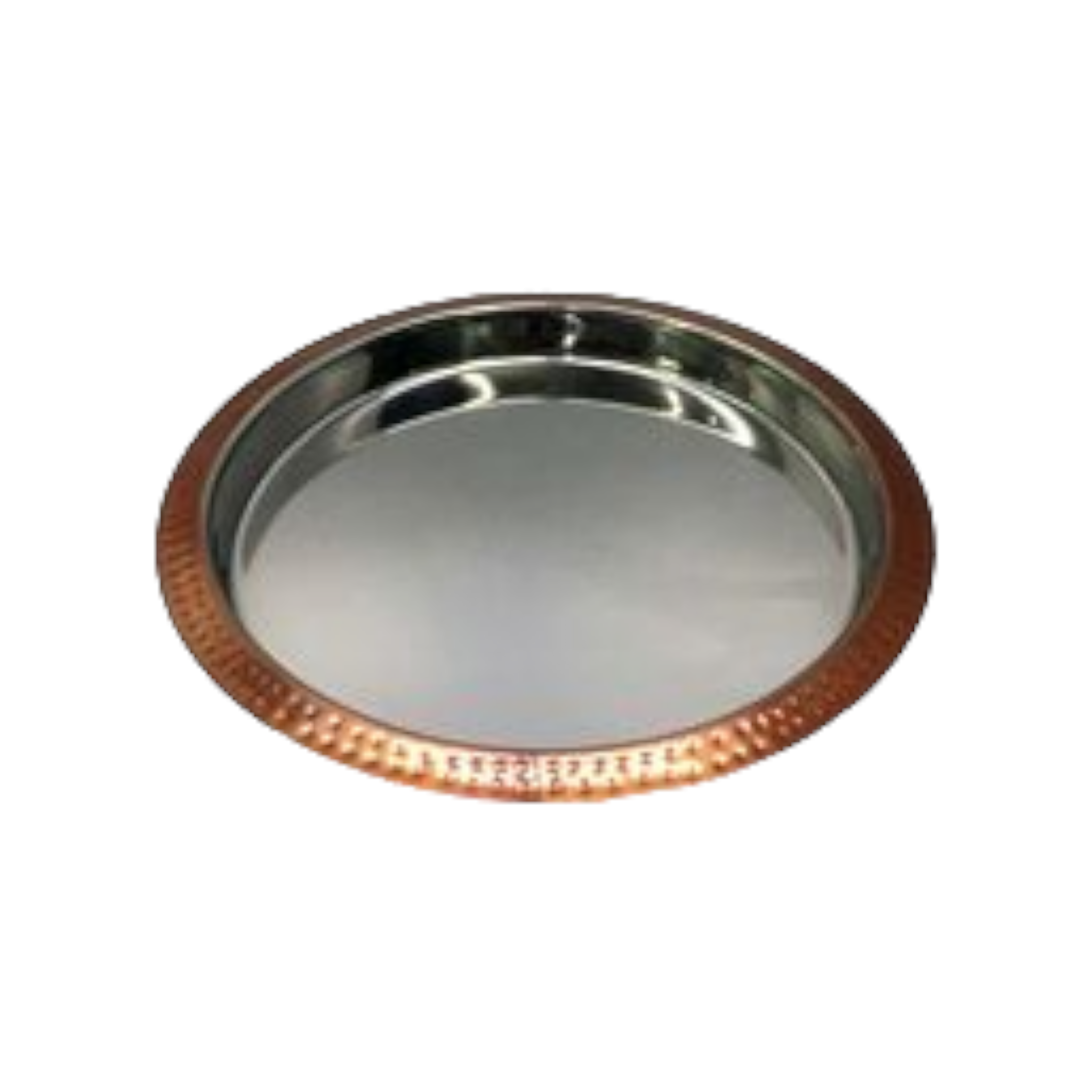 Serving Tray 36cm Copper Finish Hammered Edge - Lacquered Stainless Steel