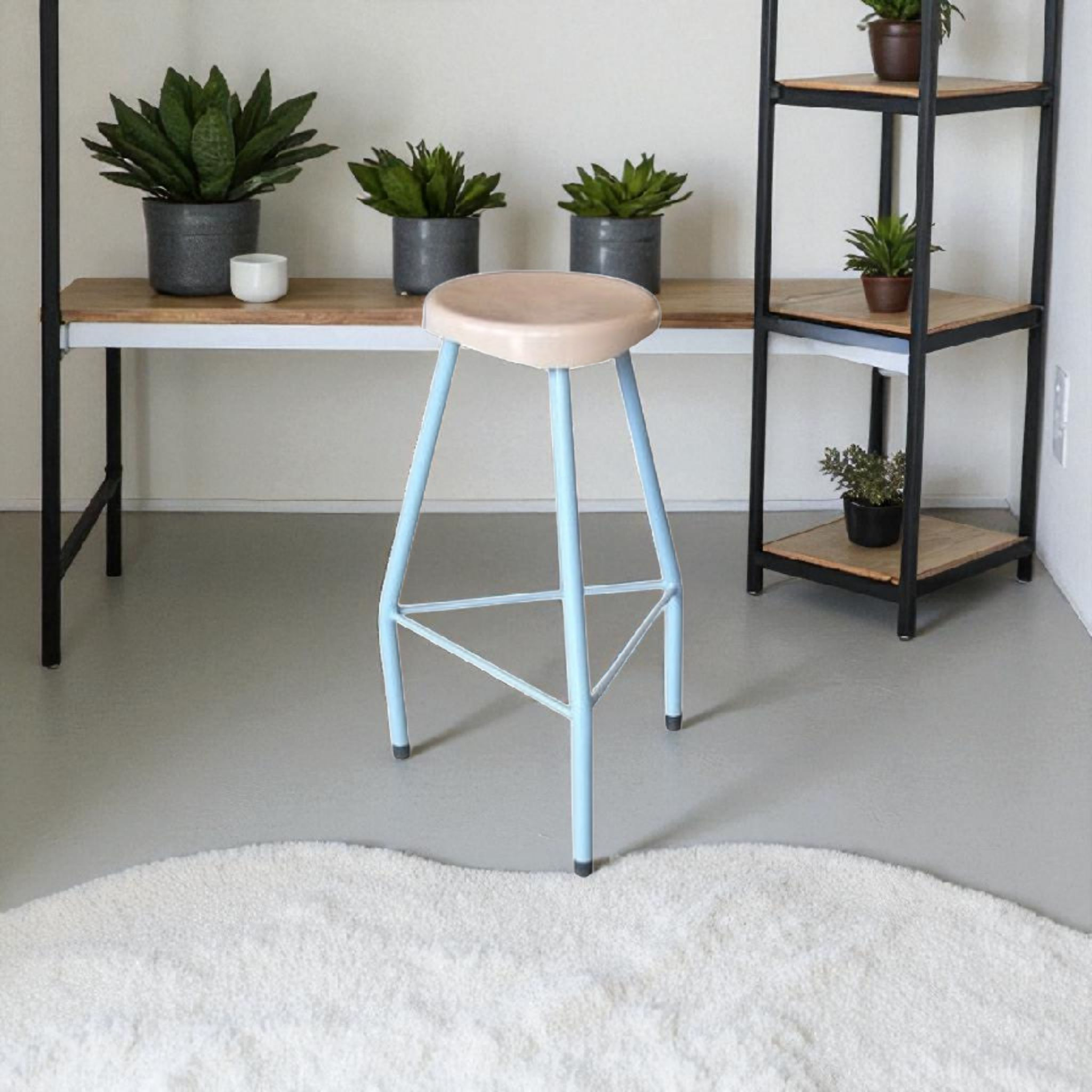 Lab Stool 600mm Steel Legs with Plastic Seat