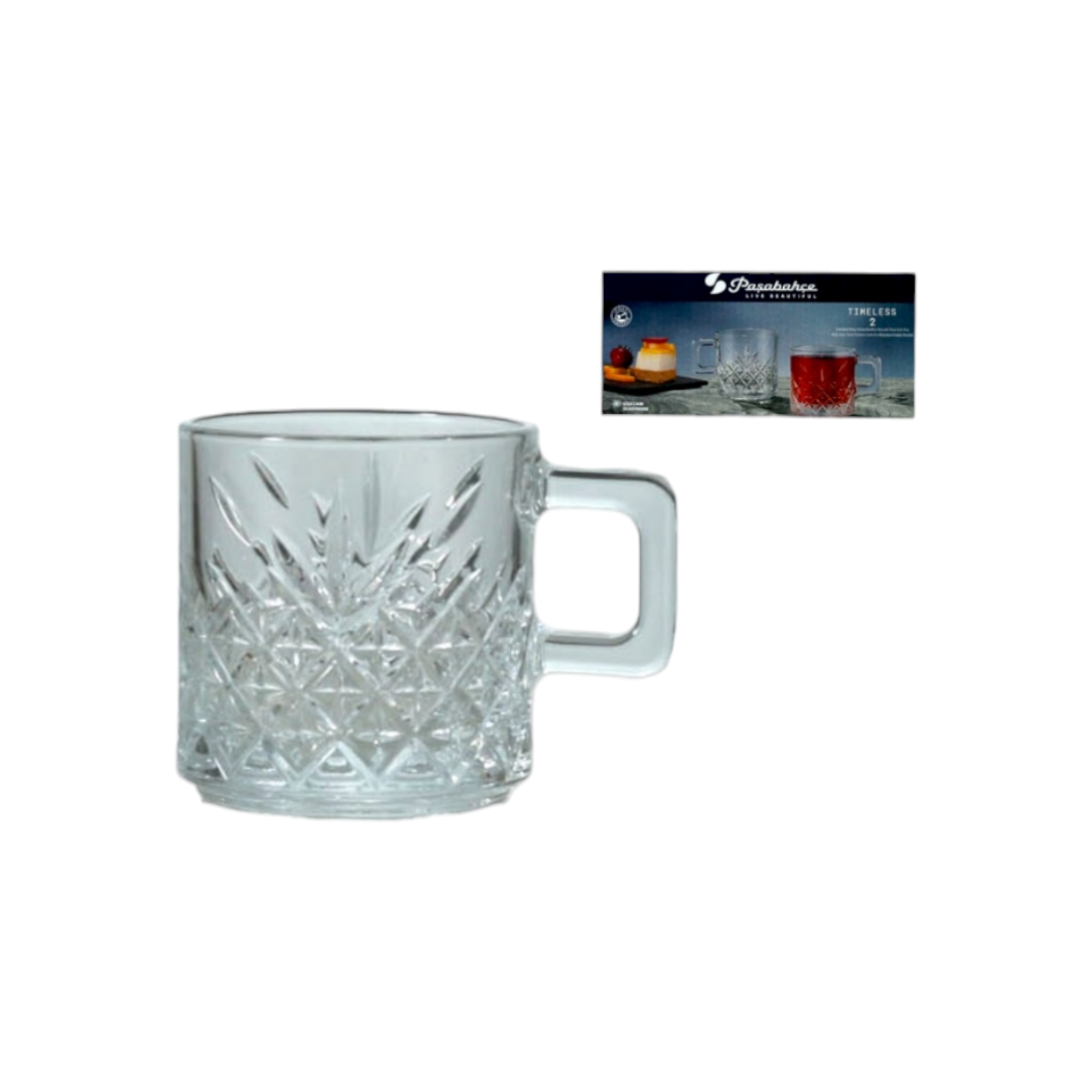 Pasabahce Timeless Handelded Espresso Coffee Mug 195ml 2pack