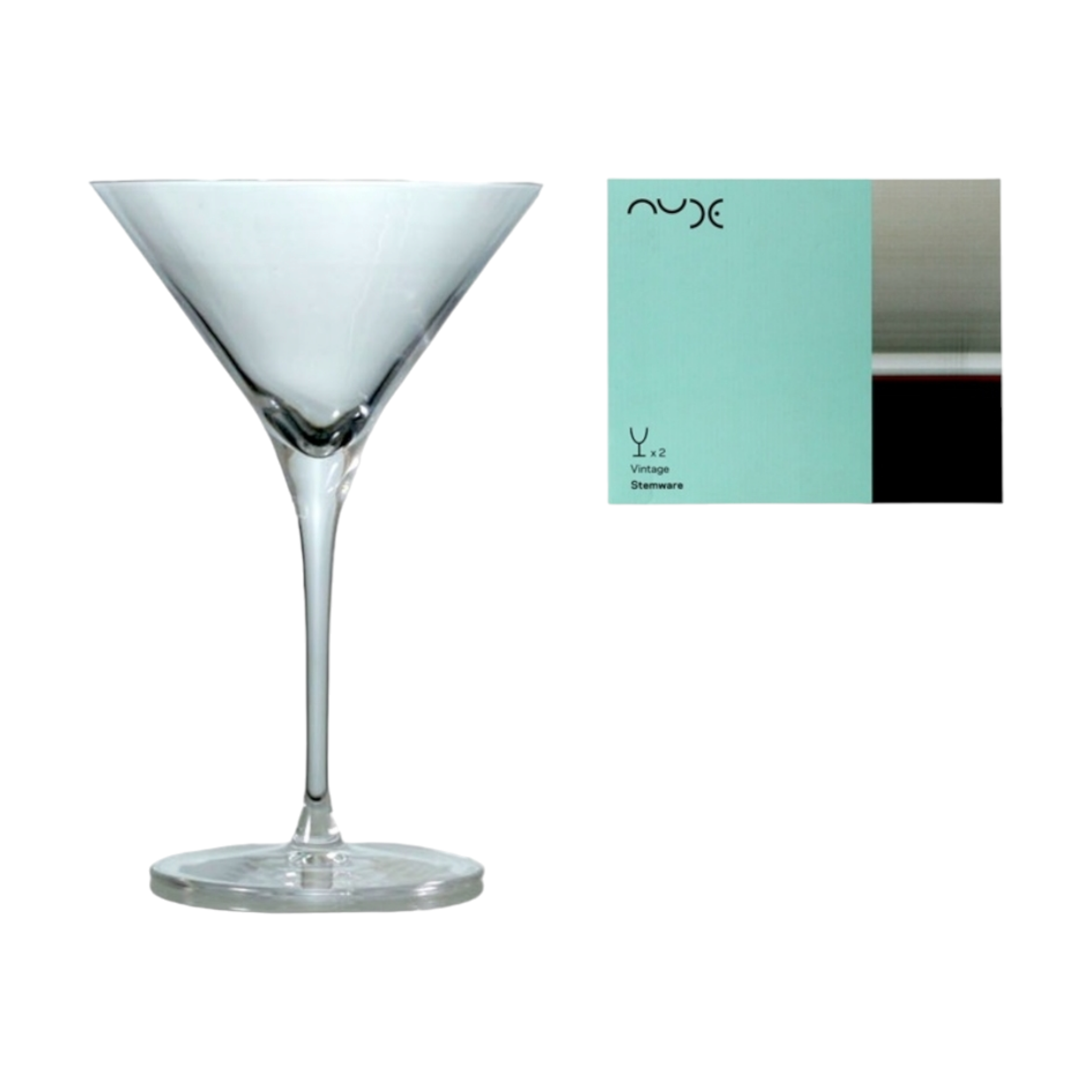 NUDE Vintage Glass Tumbler Stemmed 290ml Cocktail Martini 2pack Pasabahce