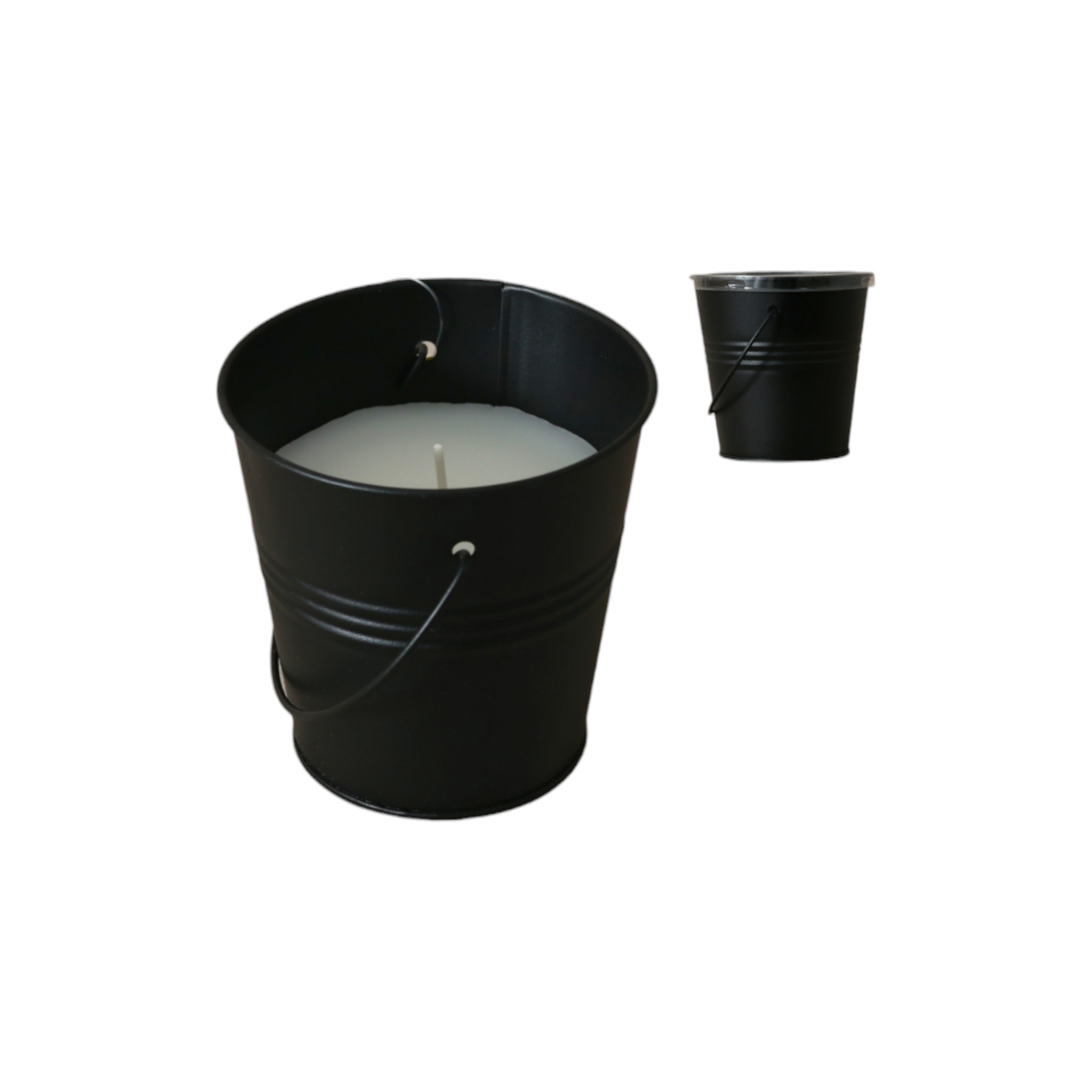 Citronella Candle in Zinc Bucket Black