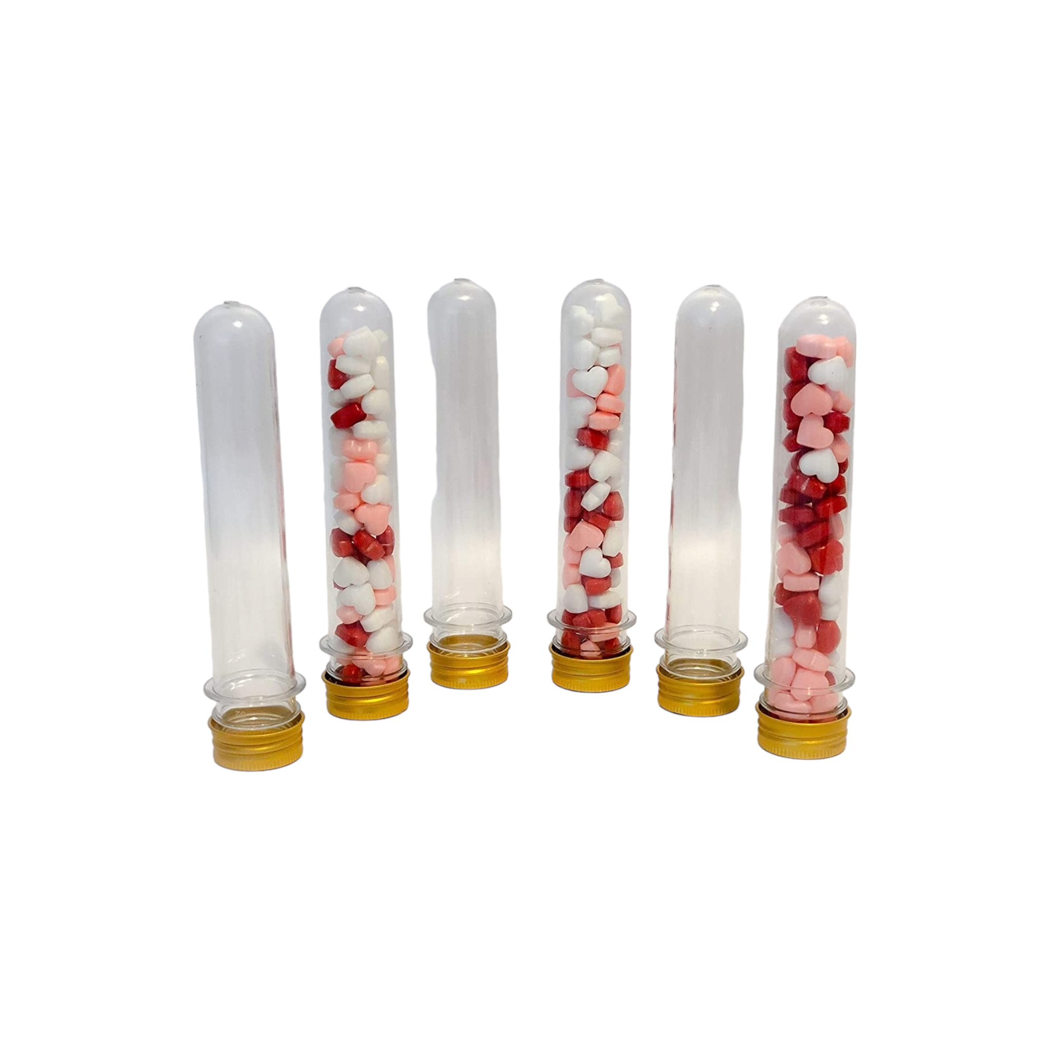 Plastic PET Test Tube - Vials Container Bottle 10cm Tube Shape with Gold Lid