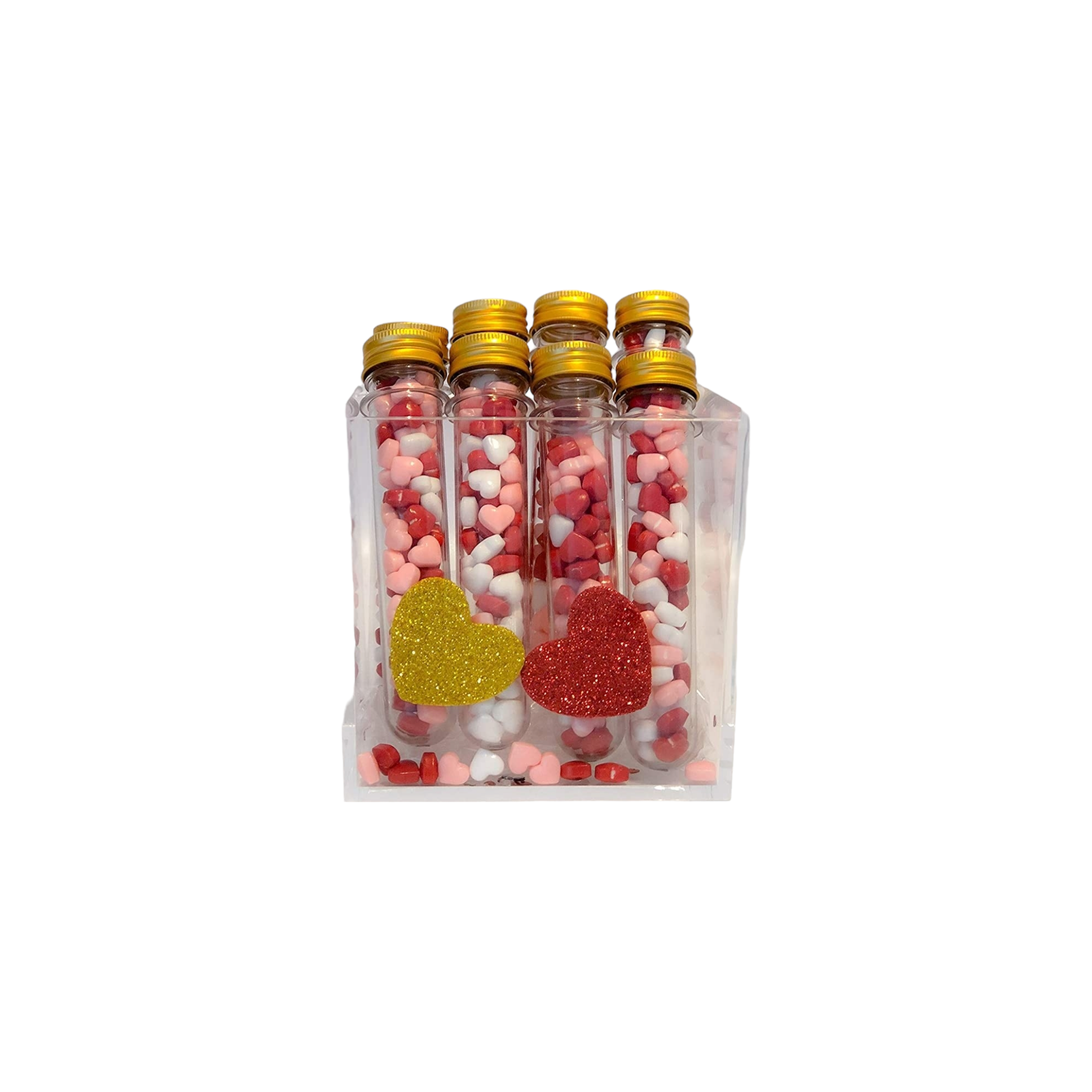 Plastic PET Test Tube - Vials Container Bottle 10cm Tube Shape with Gold Lid