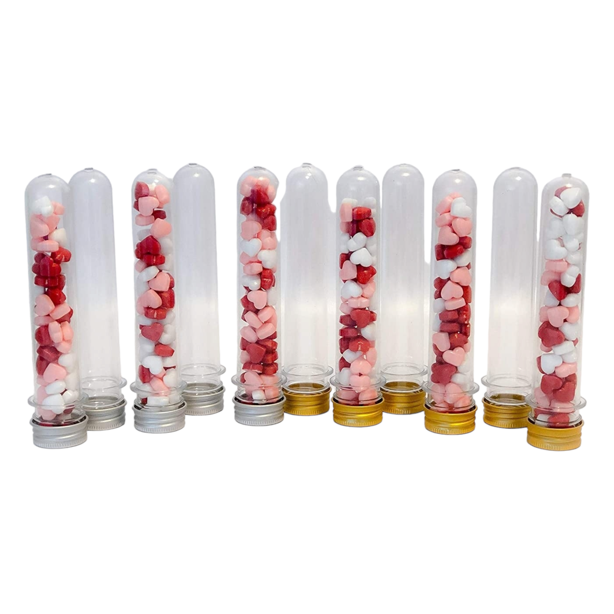 Plastic PET Test Tube - Vials Container Bottle 10cm Tube Shape with Gold Lid