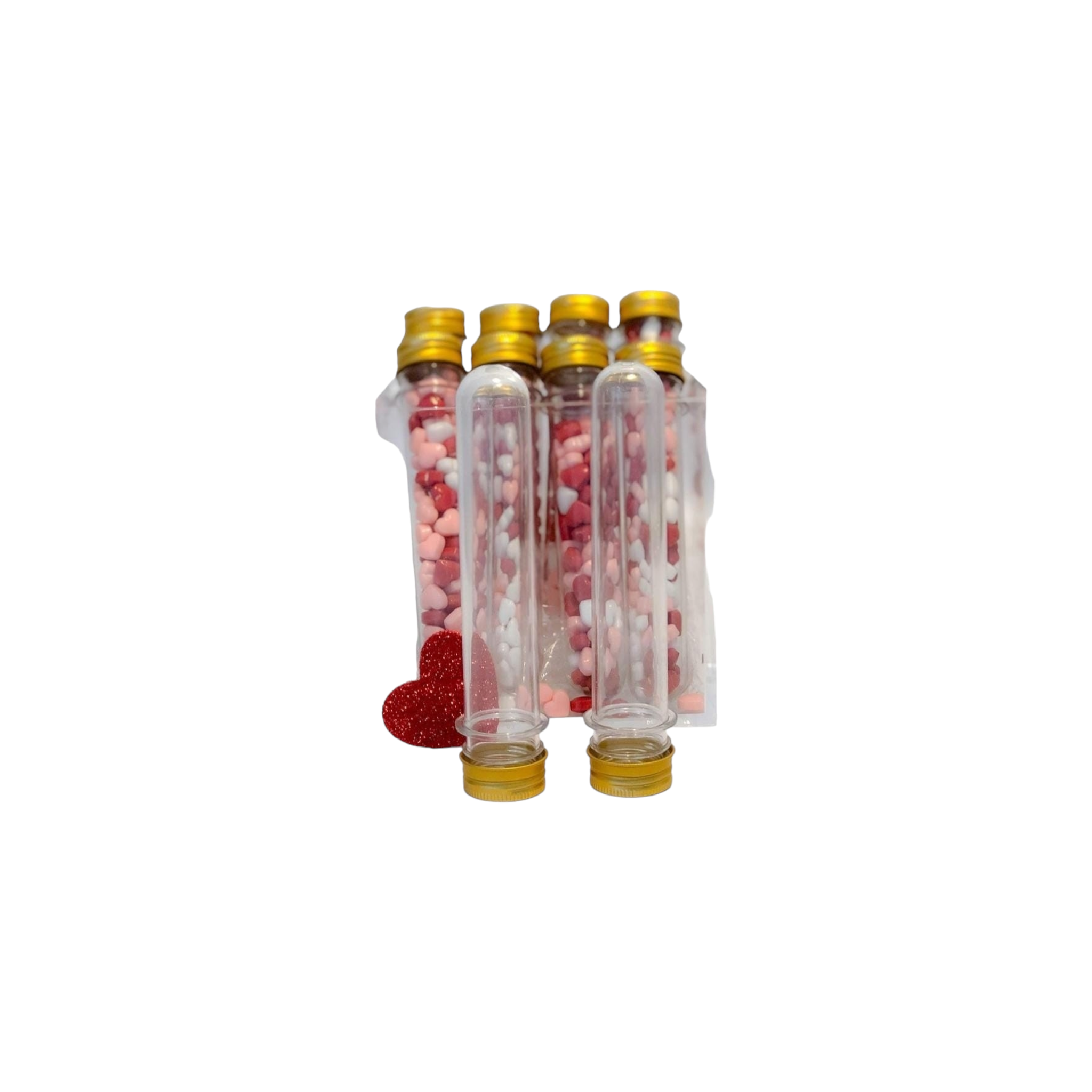 Plastic PET Test Tube - Vials Container Bottle 10cm Tube Shape with Gold Lid