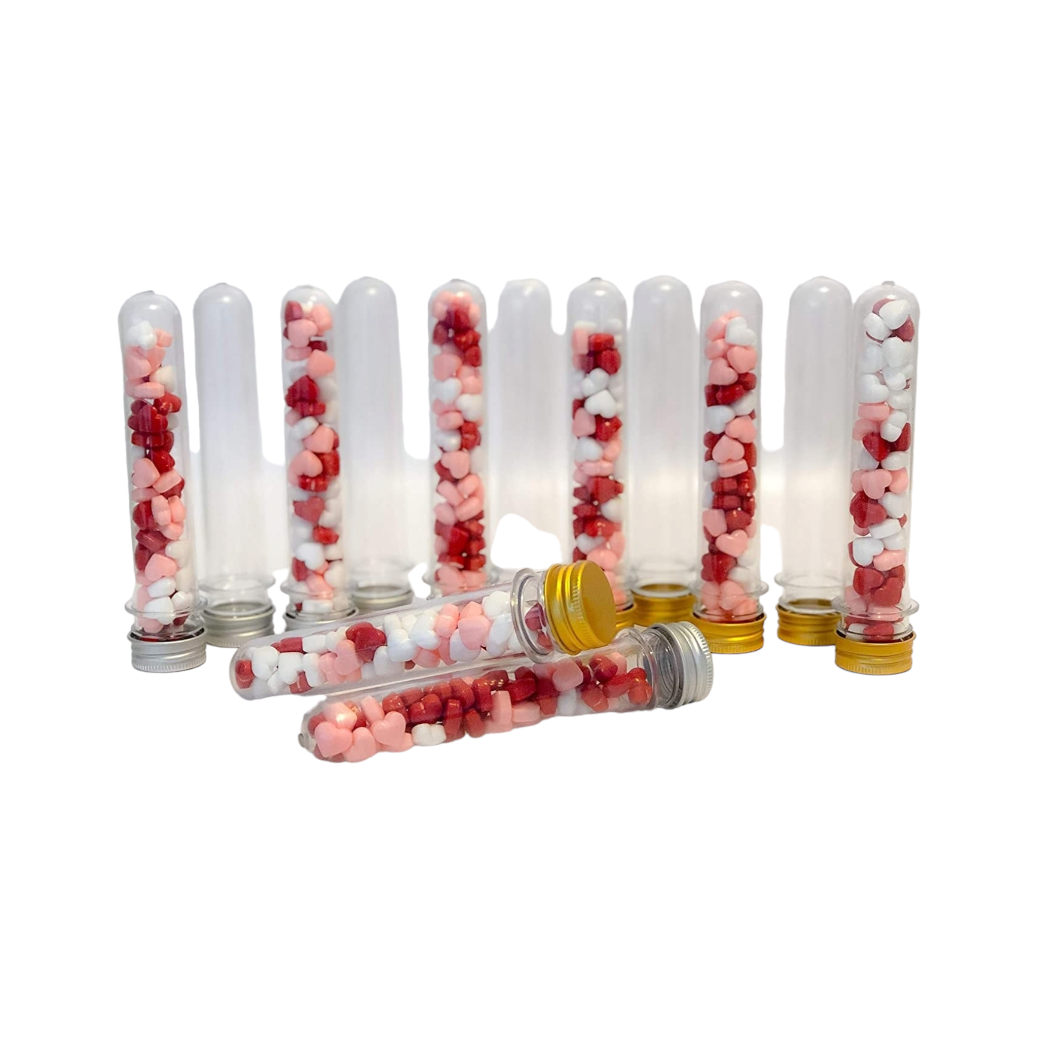 Plastic PET Test Tube - Vials Container Bottle 10cm Tube Shape with Gold Lid