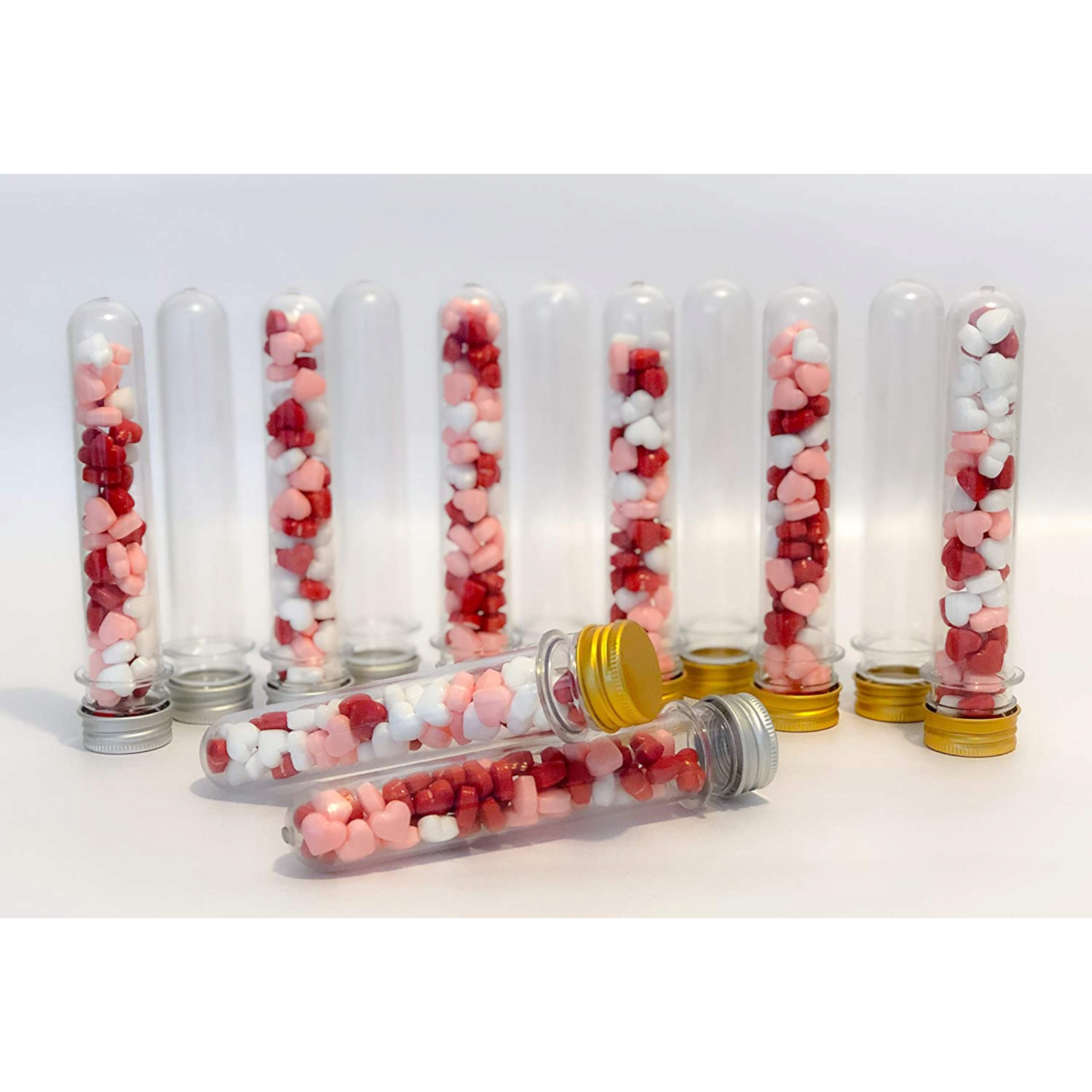 Plastic PET Test Tube - Vials Container Bottle 10cm Tube Shape with Gold Lid