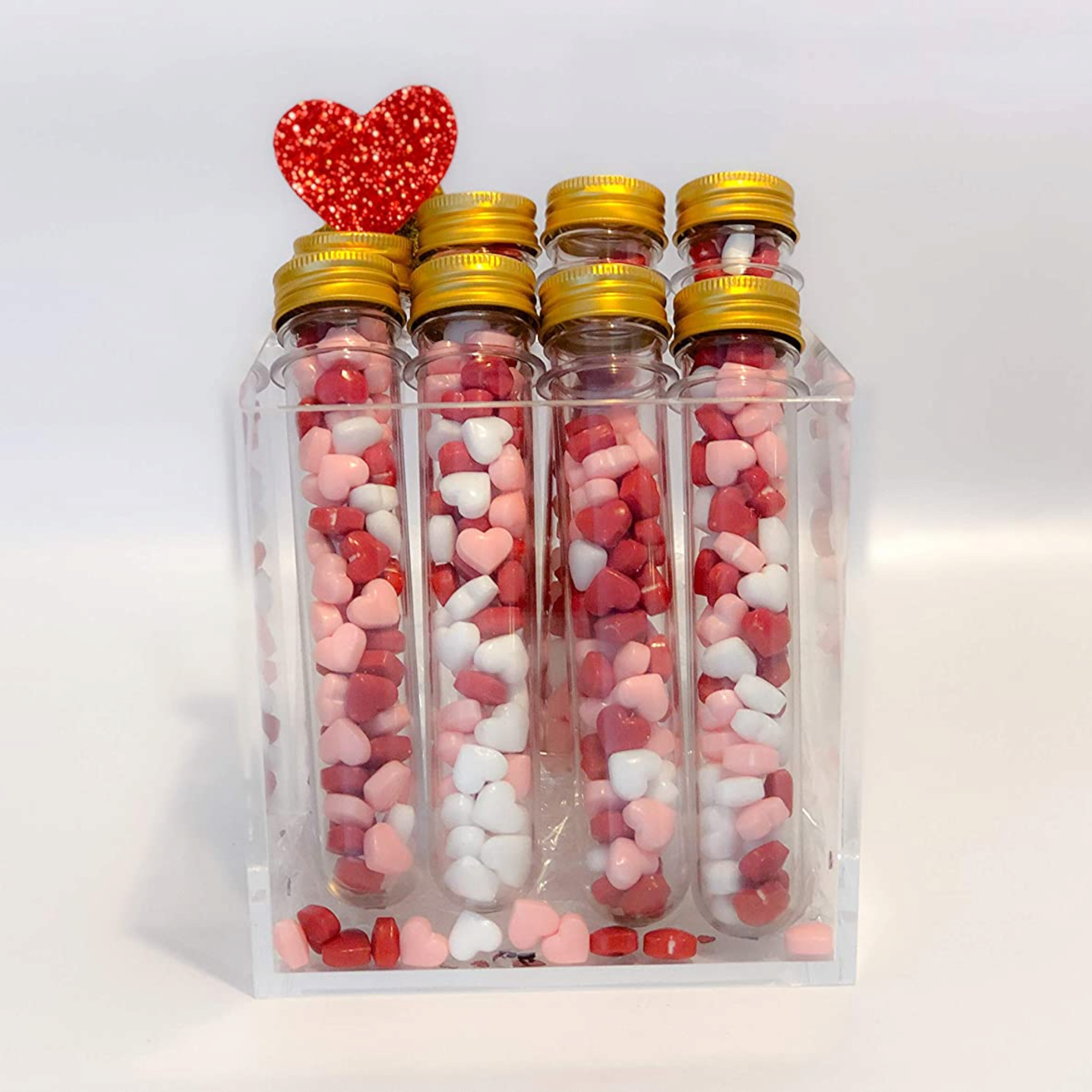 Plastic PET Test Tube - Vials Container Bottle 10cm Tube Shape with Gold Lid