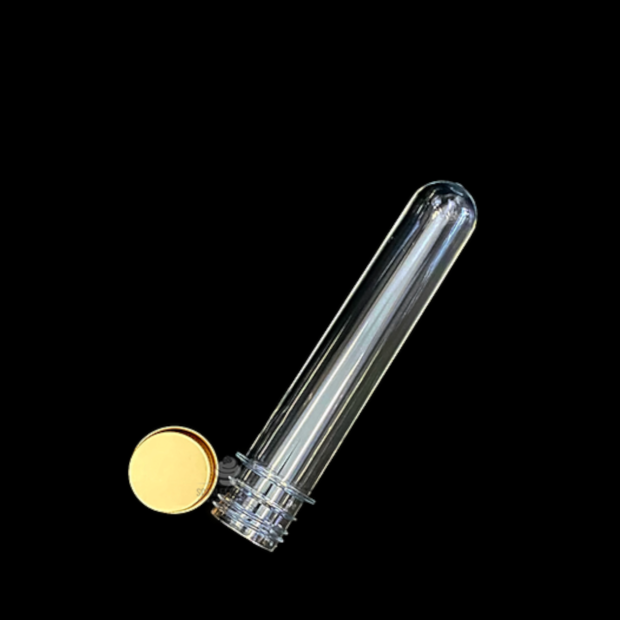 Plastic PET Test Tube - Vials Container Bottle 10cm Tube Shape with Gold Lid