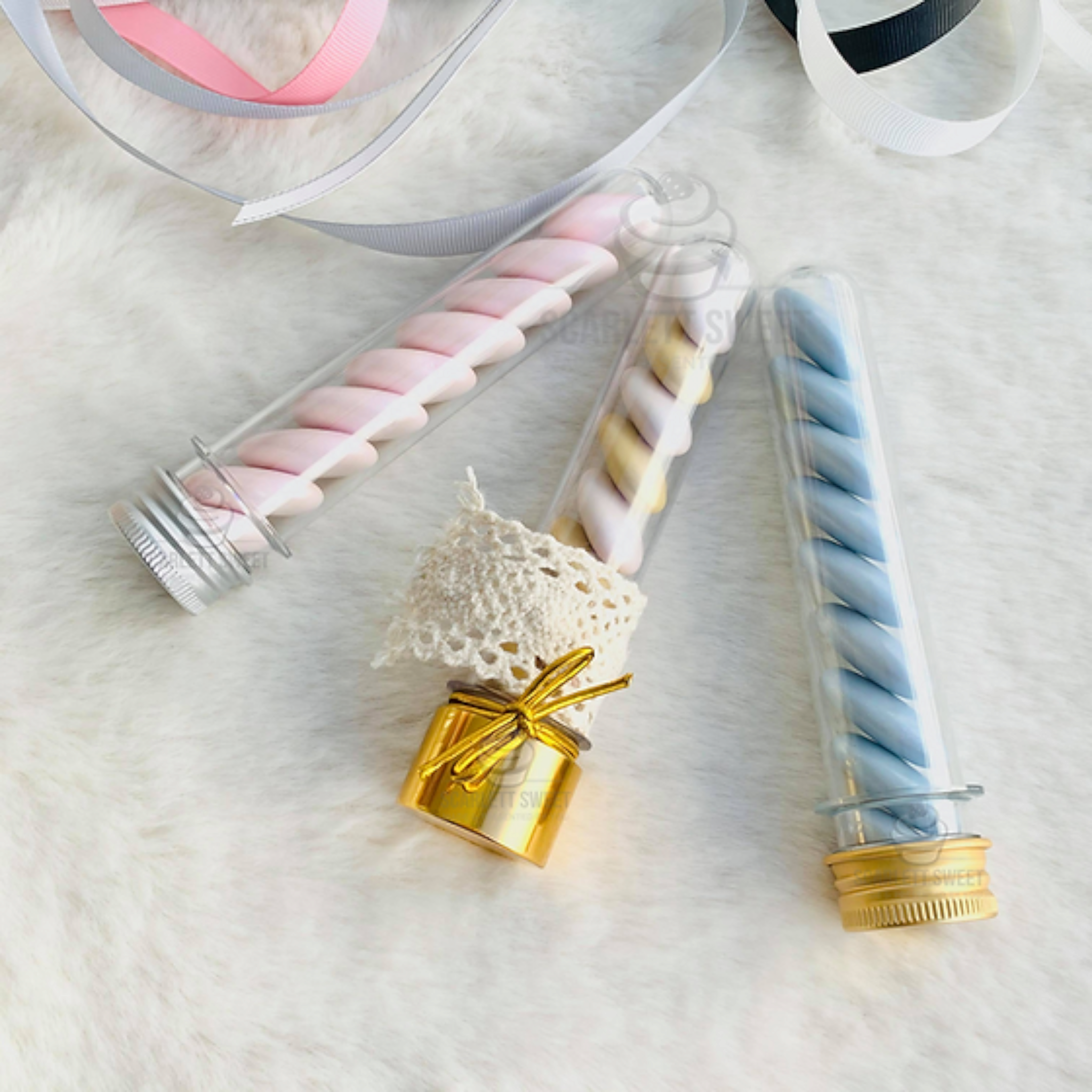 Plastic PET Test Tube - Vials Container Bottle 10cm Tube Shape with Gold Lid