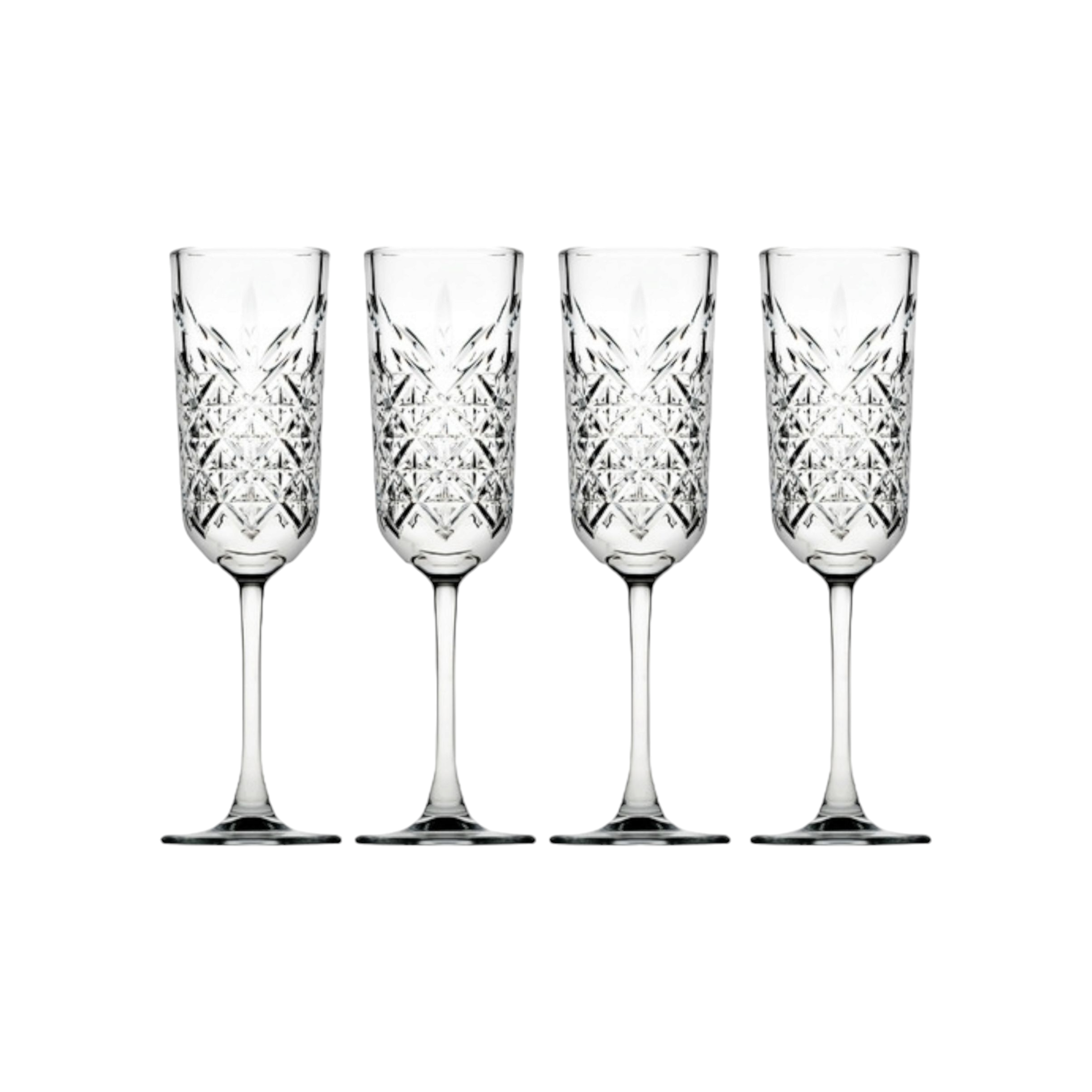 Pasabahce Timeless Glass Tumbler 175ml Stemmed Champagne with Gold Rim 4pack