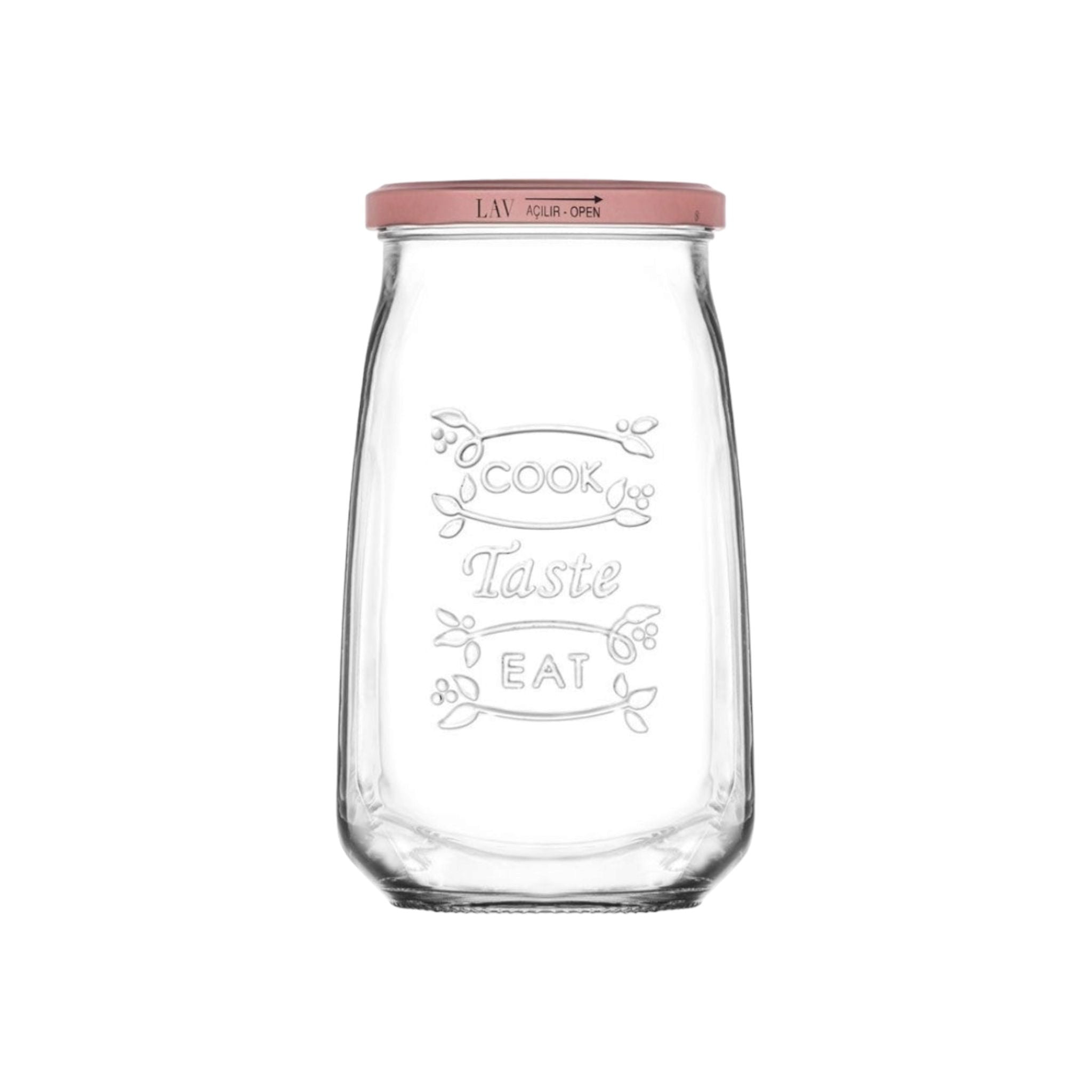 LAV Glass Canister Jar 1050ml Rose Gold Lid SGN1868