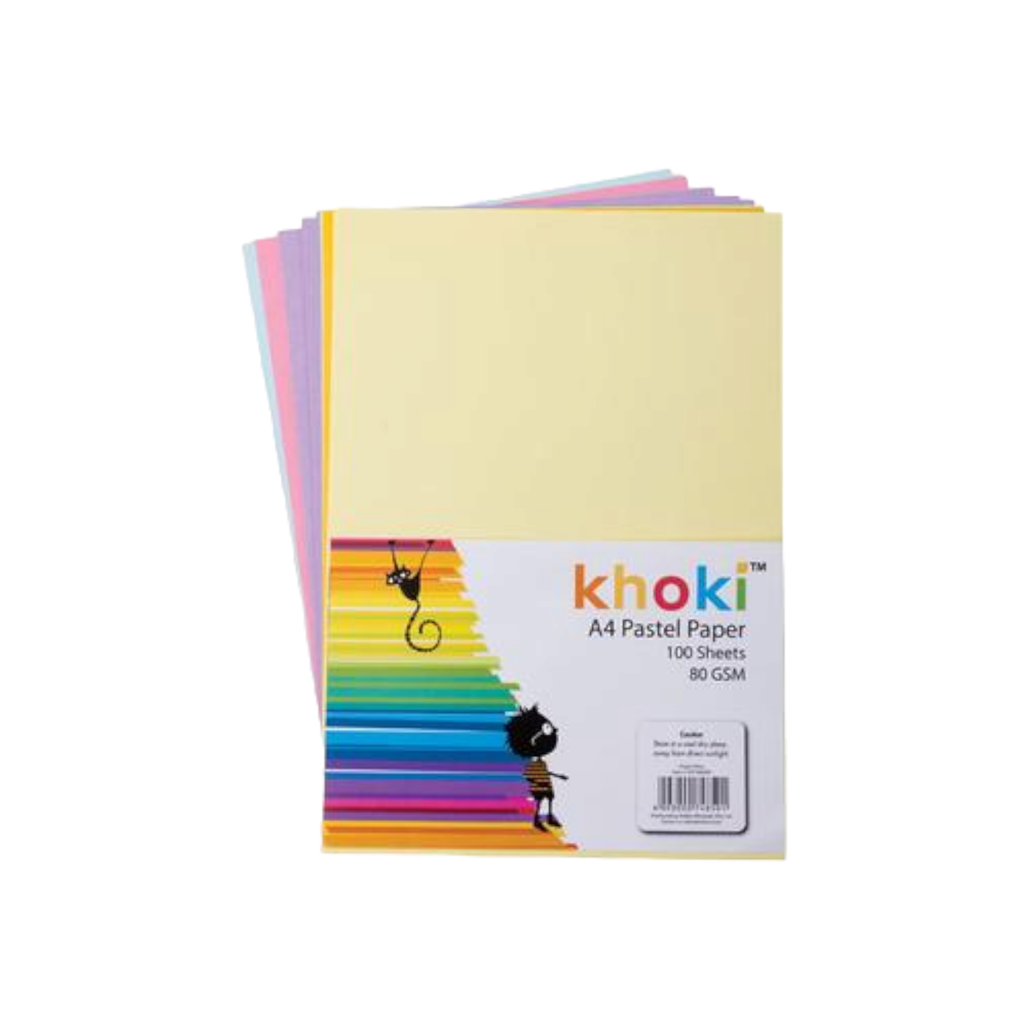 Khoki A4 Pastel Paper 80gsm 100pack Assorted