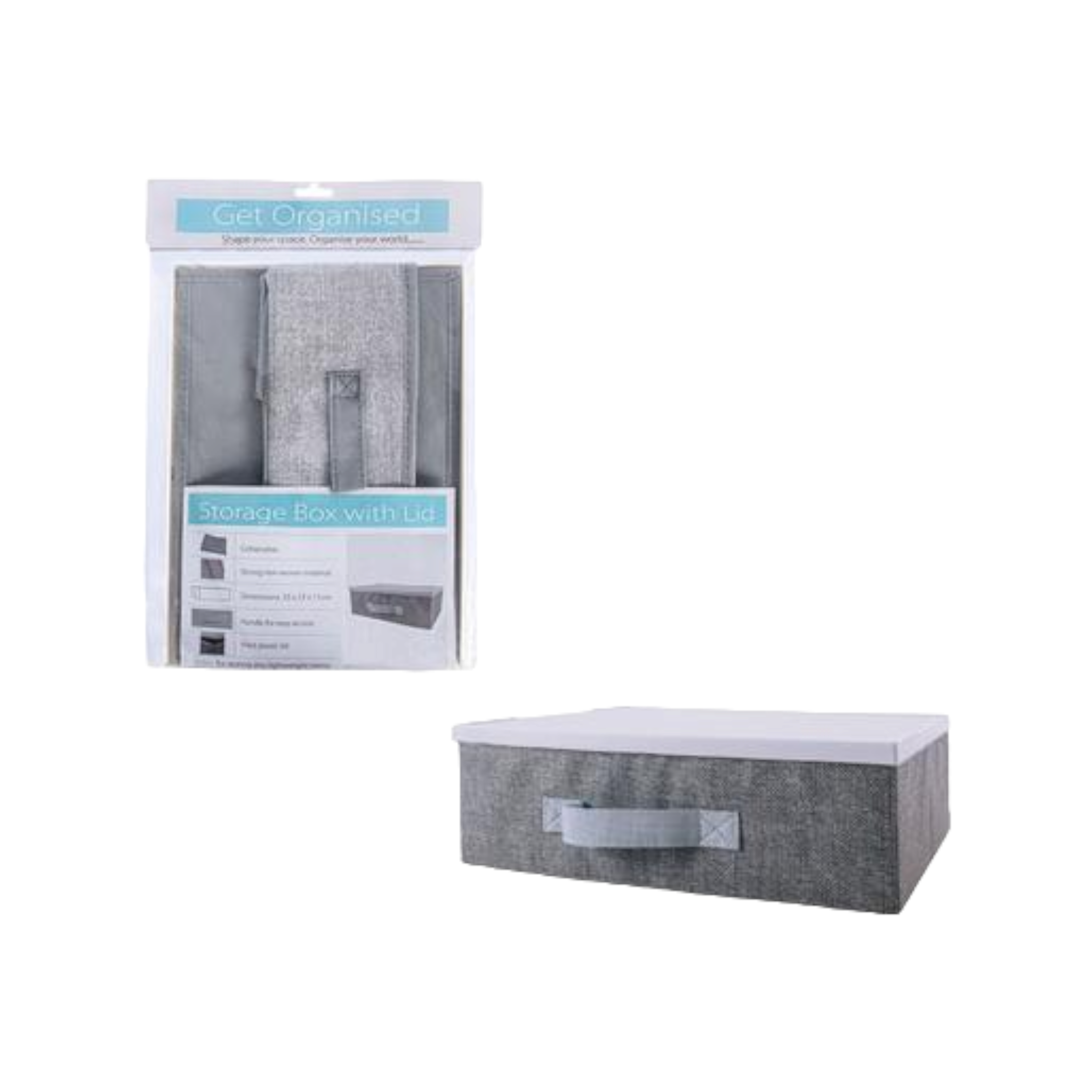 Non-Woven Storage Box with Plastic Lid 33x23x11cm