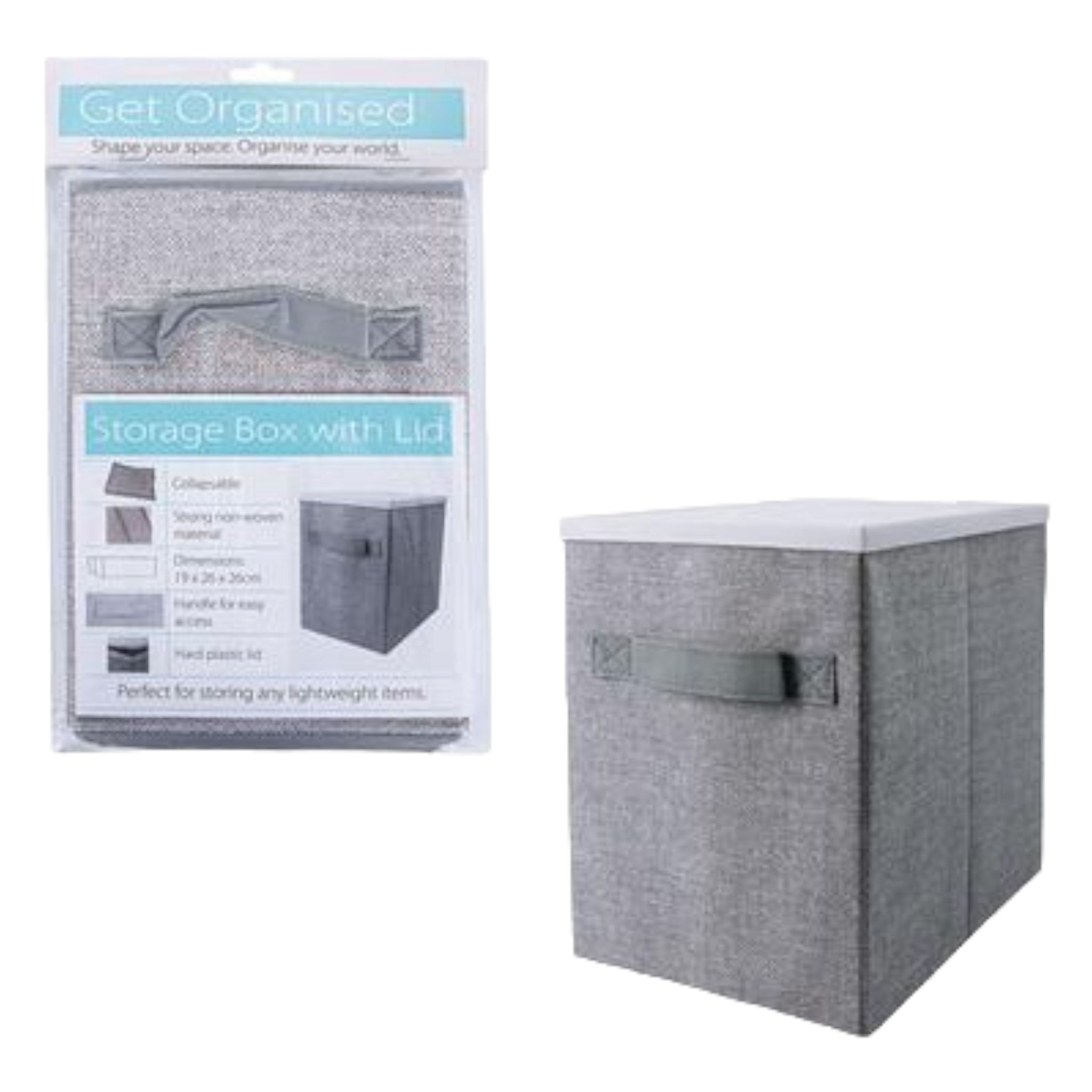 Non Woven Storage Box with Plastic Lid 19x26x26cm