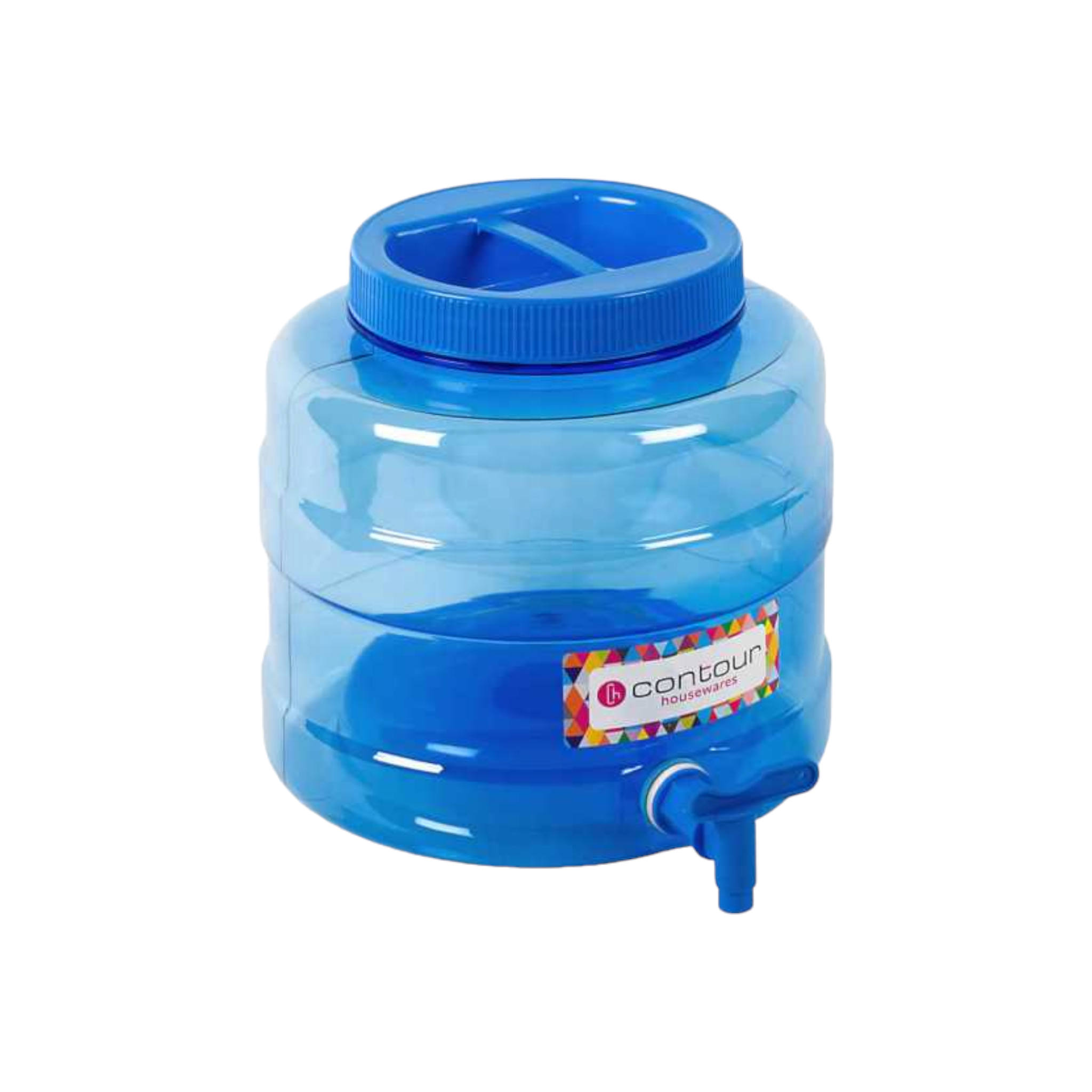 10L PET Water Dispenser with Tap Round Blue Plastic - Contour Housewares