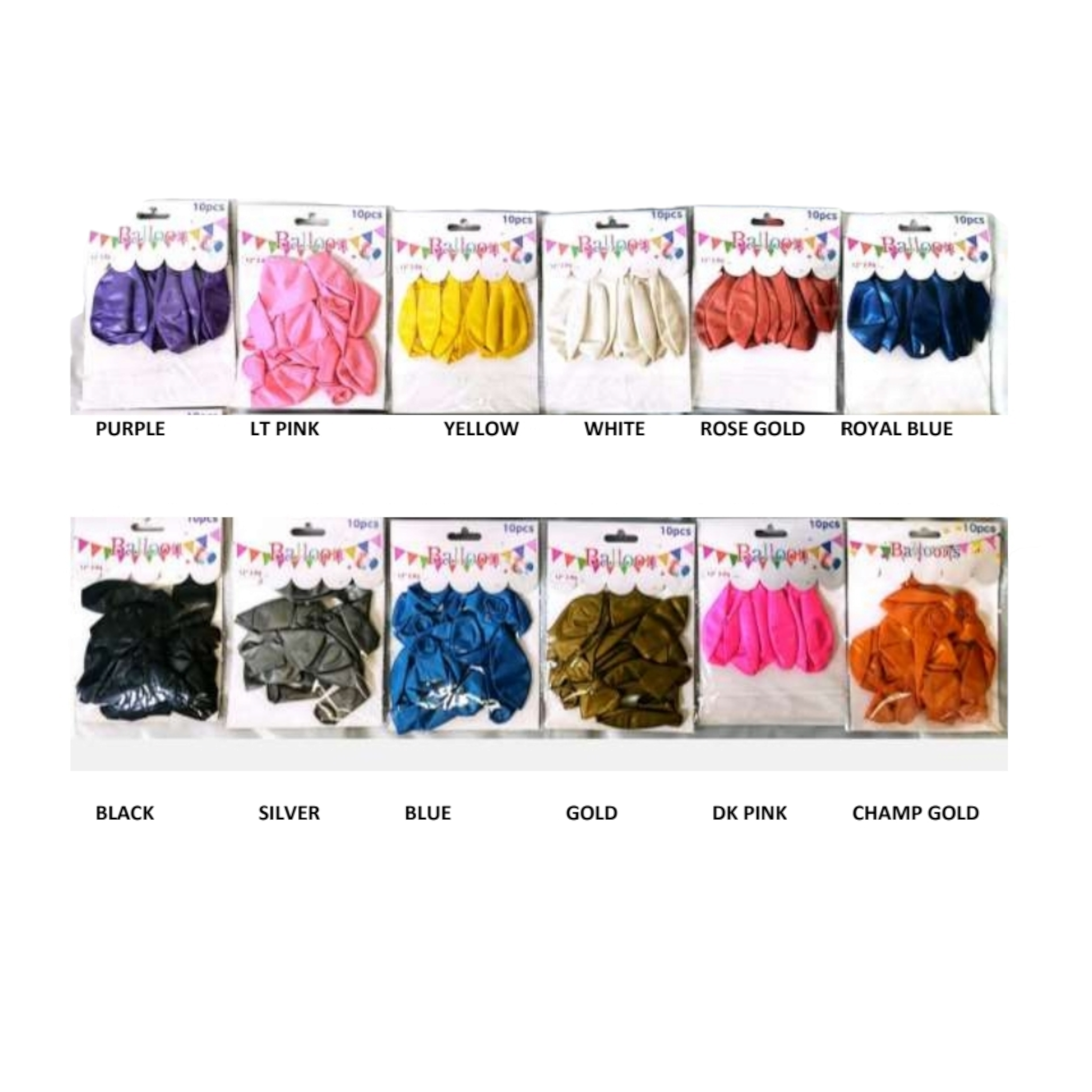 Latex Metallic Party Balloons ±30cm 12inch 10pack