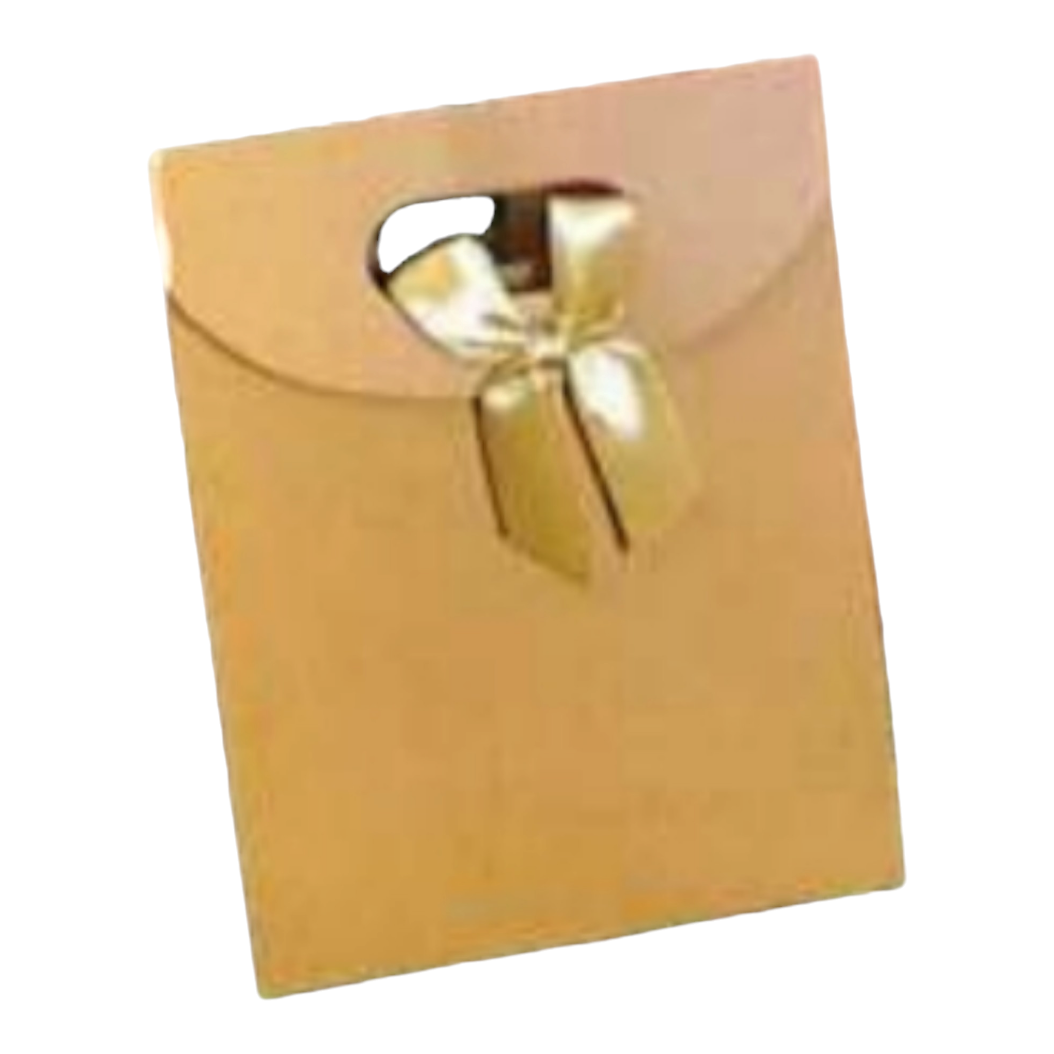 Kraft Paper Gift Bag Die Cut Handle with Bow Ribbon