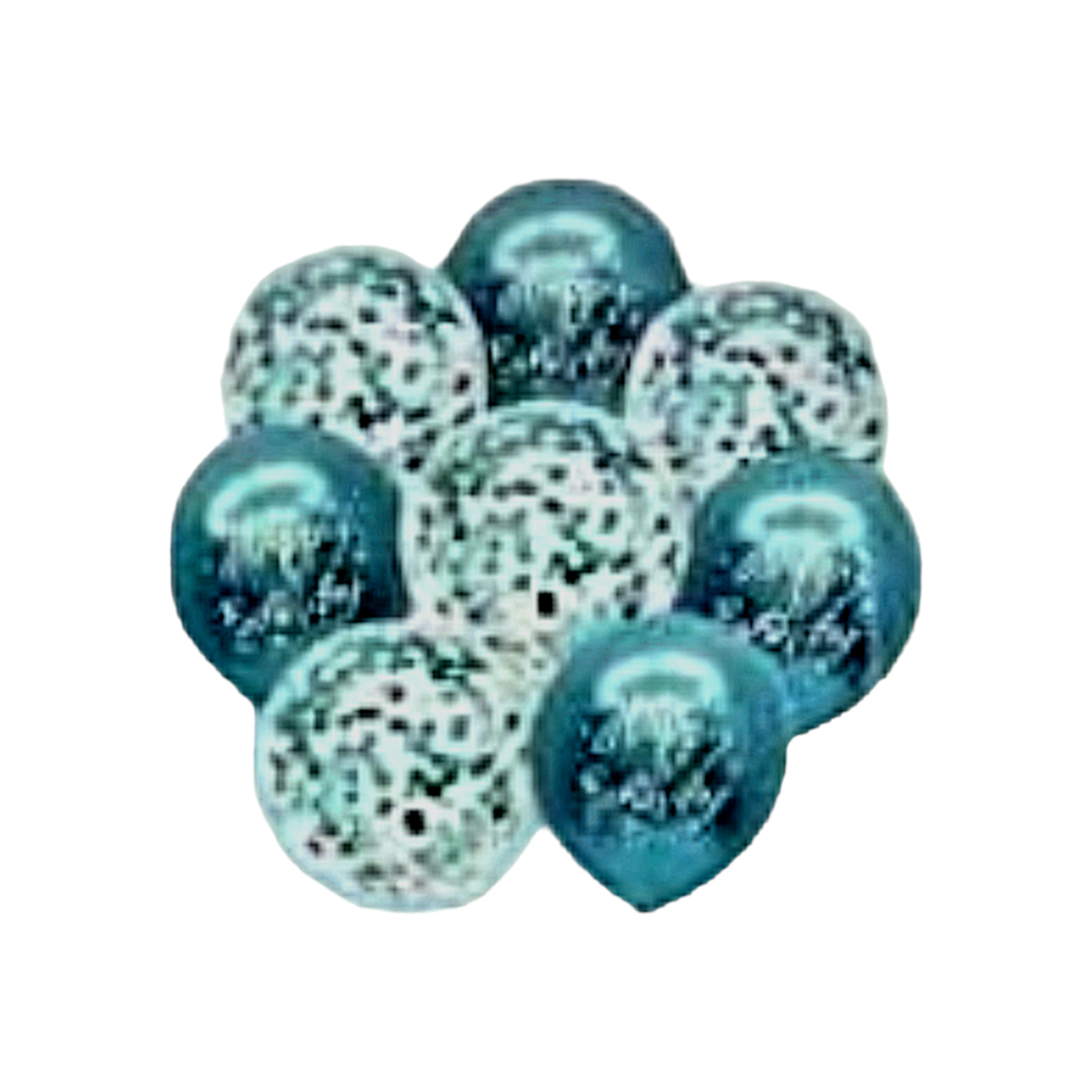 Happy Birthday Latex Balloons 8pack with White Print & Confetti