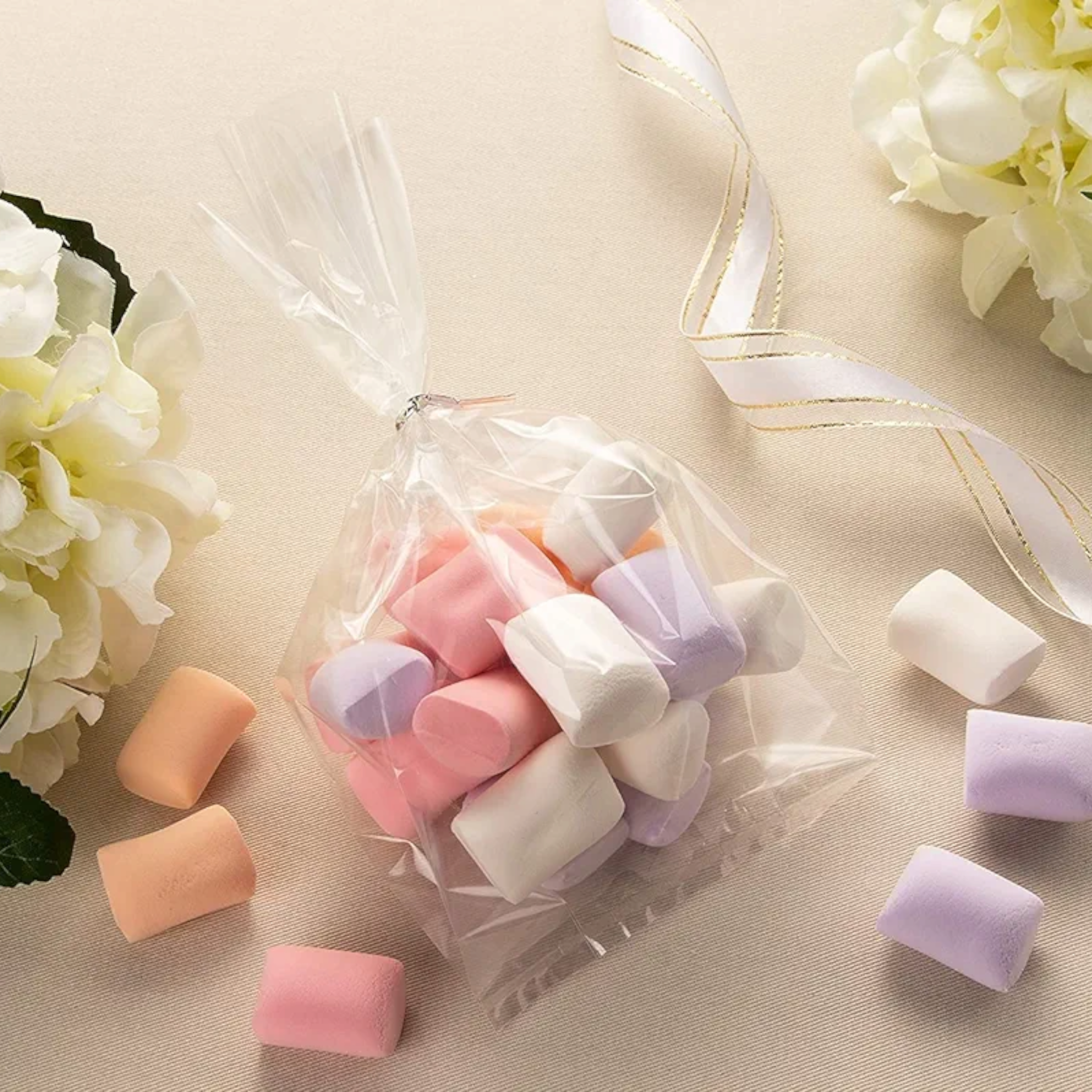 Gift Wrap Cello Cellophane Treat Bags with Twist Ties with Star Print 10pack