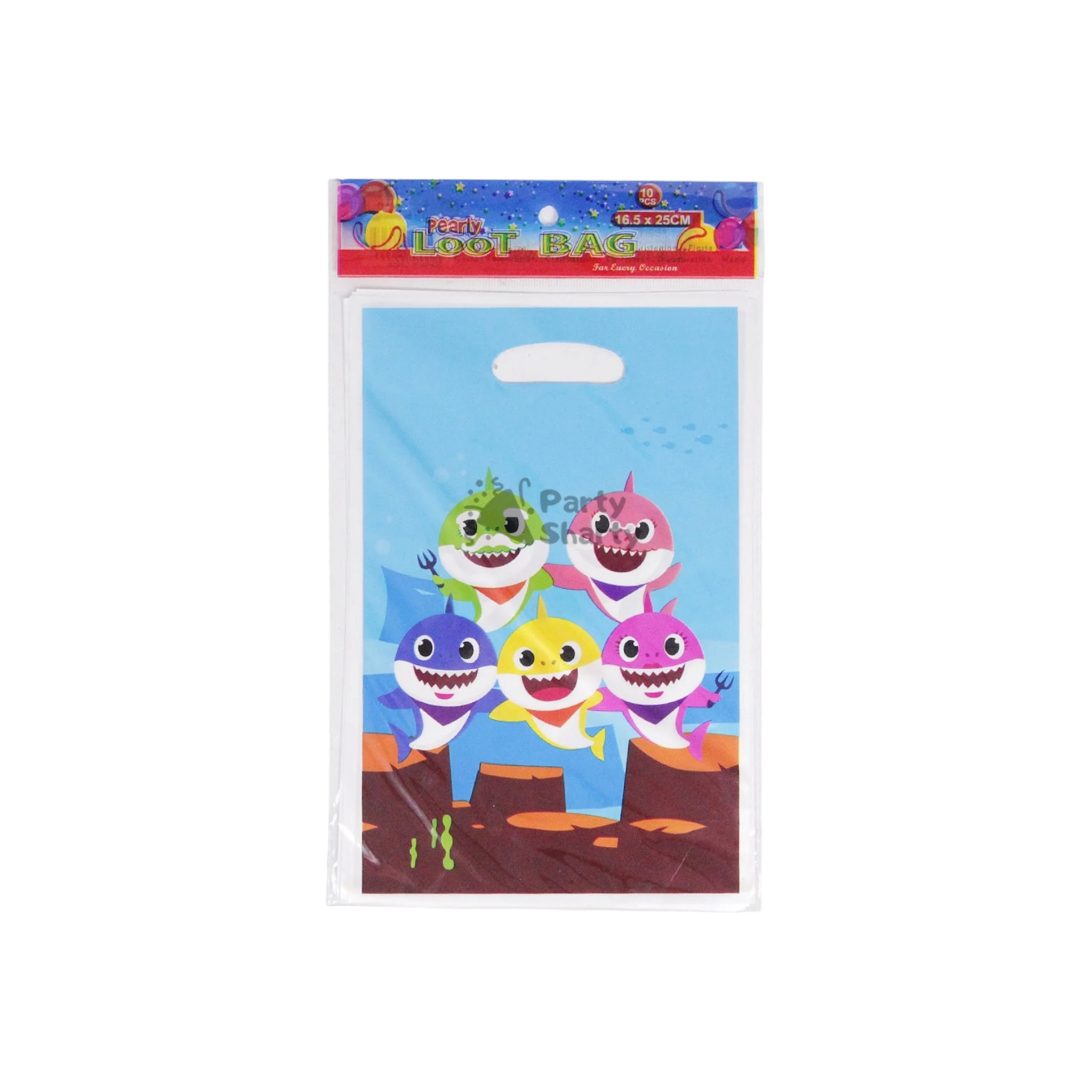 Party Loot Printed Plastic Bags 16x25cm 10pack Die Cut Handle