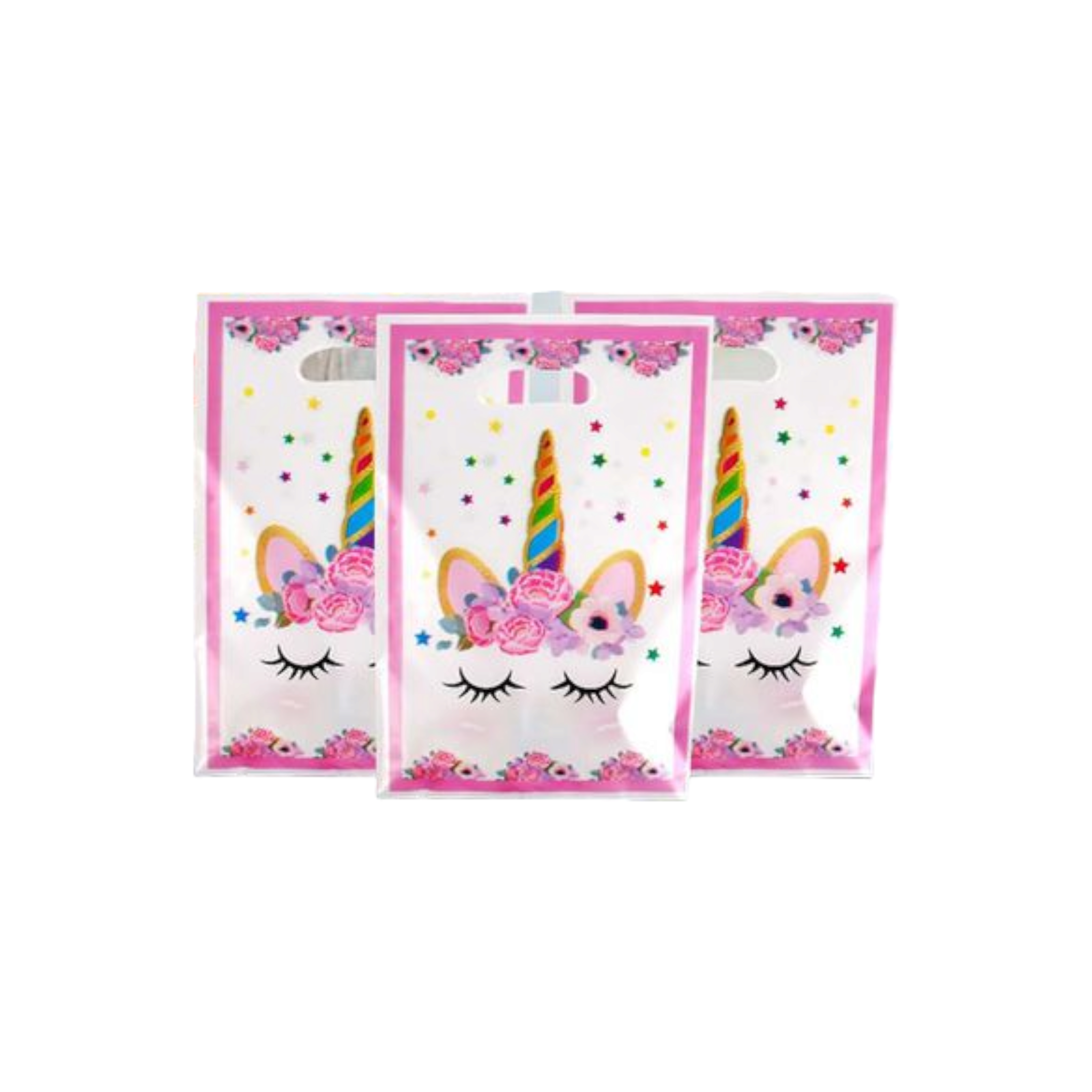 Party Loot Printed Plastic Bags 16x25cm 10pack Die Cut Handle