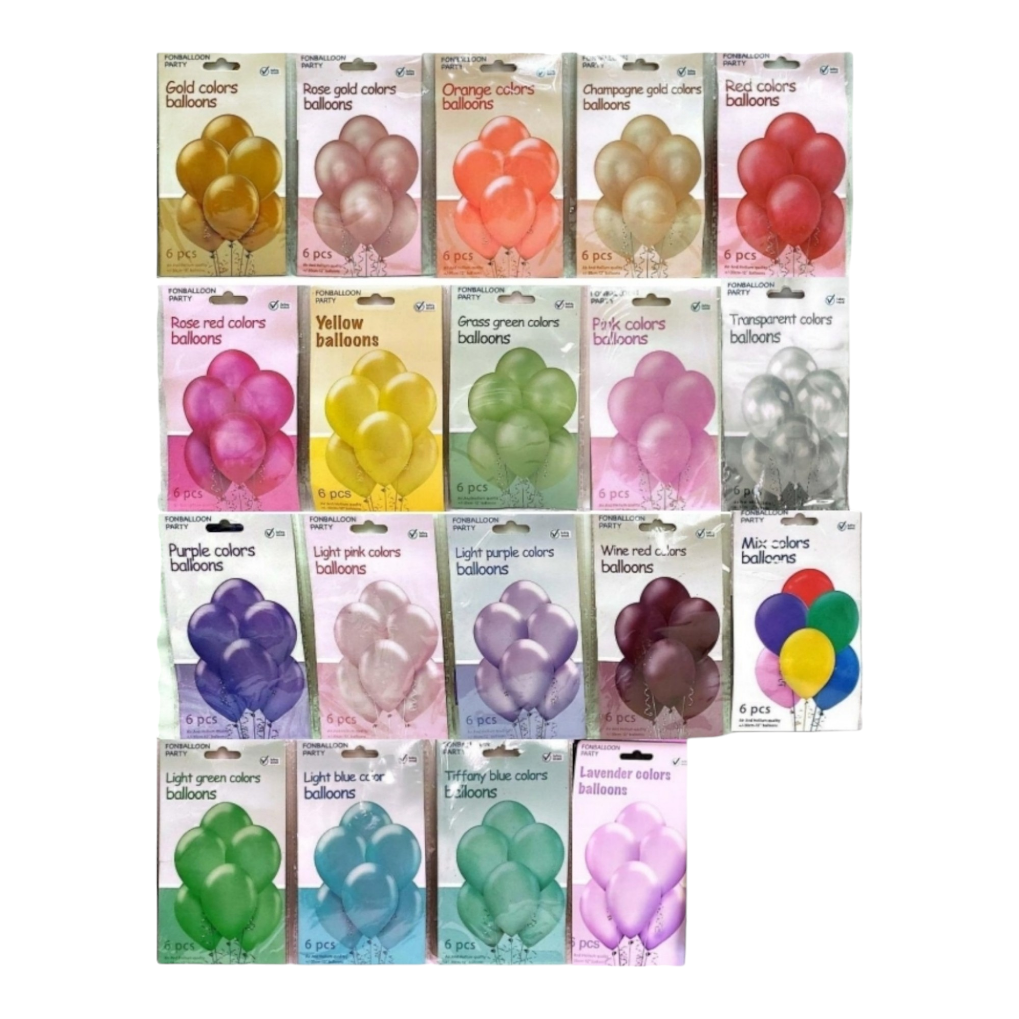 Latex Metallic Party Balloons ±30cm 12inch 6pack