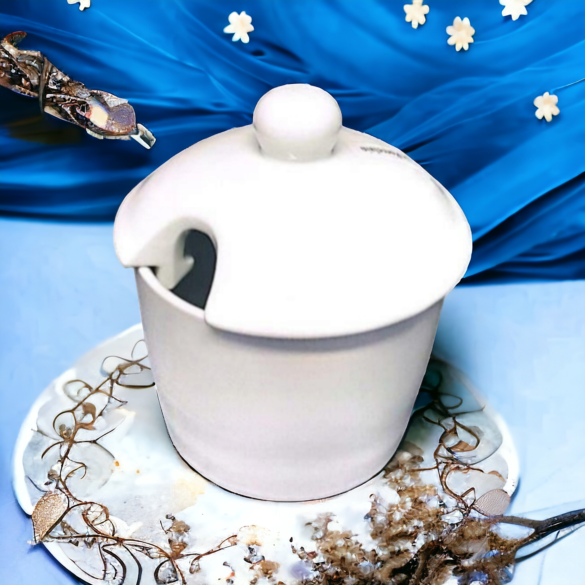 Ceramic White Sugar Pot 320ml