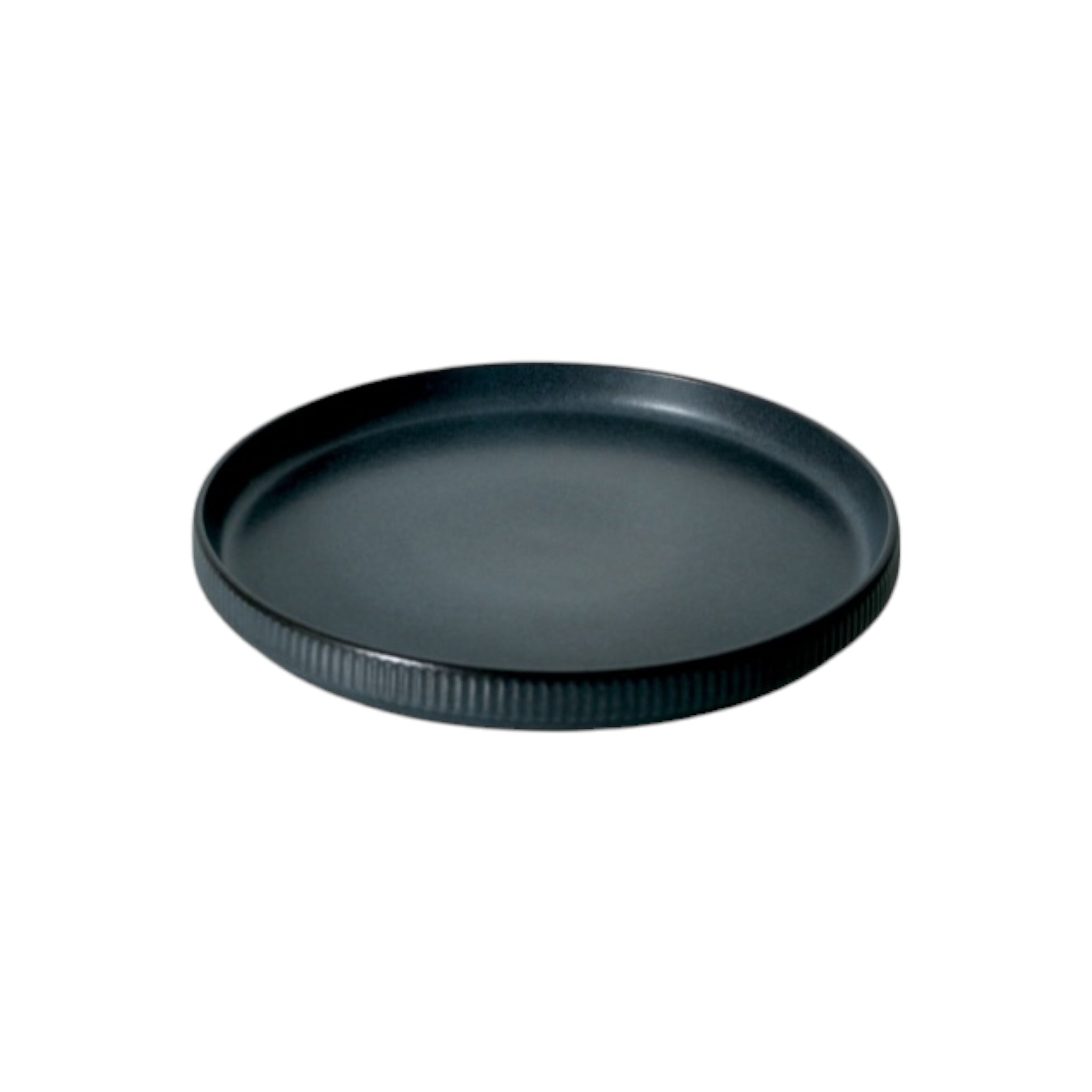Ceramic Rib Side Plate Charcoal 20.4x2cm