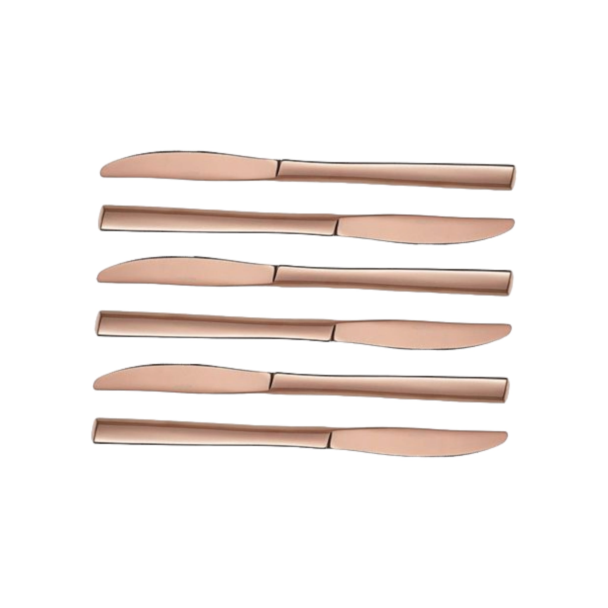 Stainless Steel Table Knife Rose Gold Square Handle 6pack