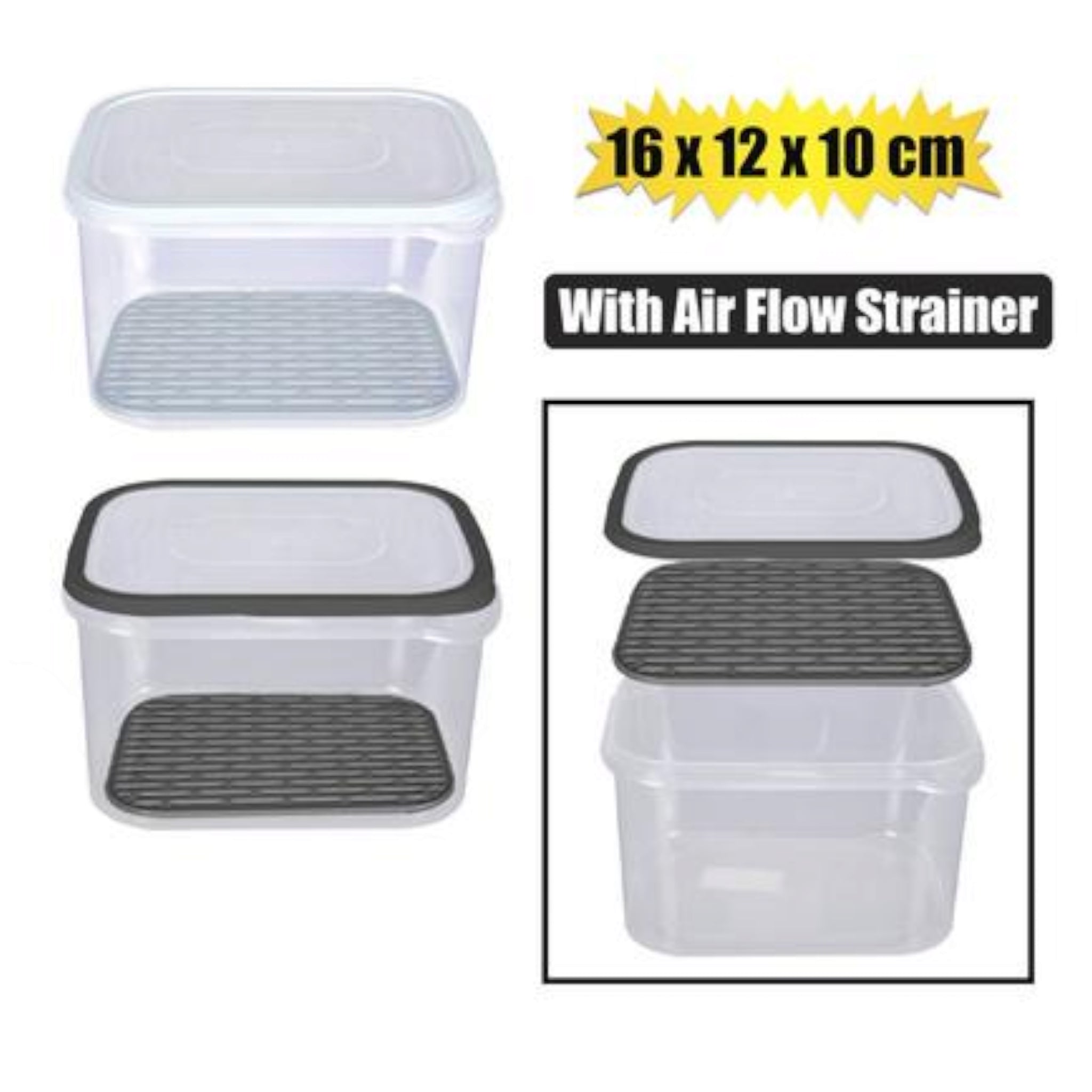 Fresh Food Storage Container with Strainer 16x12x10cm