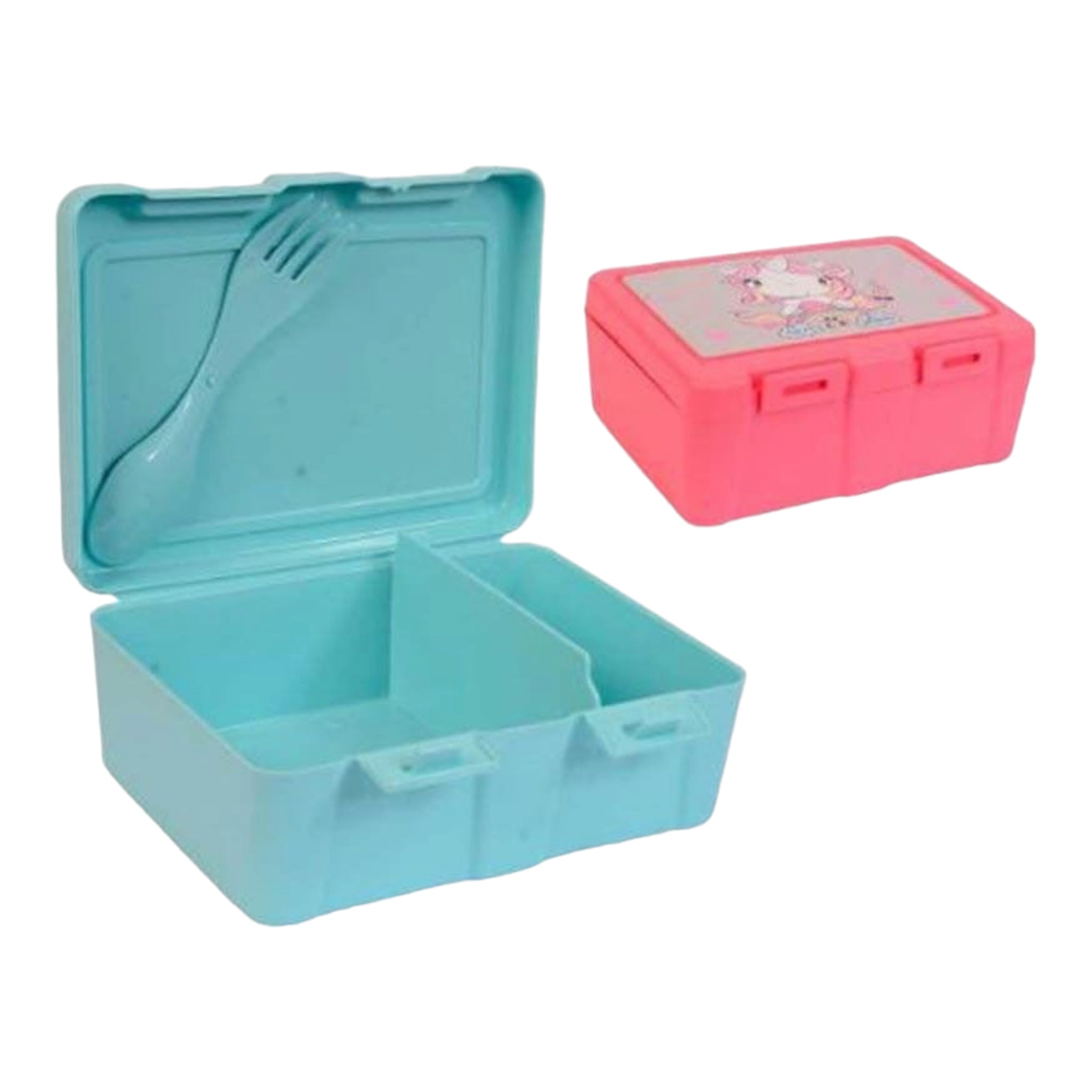 Joyful Kids Lockable Lunch Box Plastic 2-Division with Spork Spoon in One