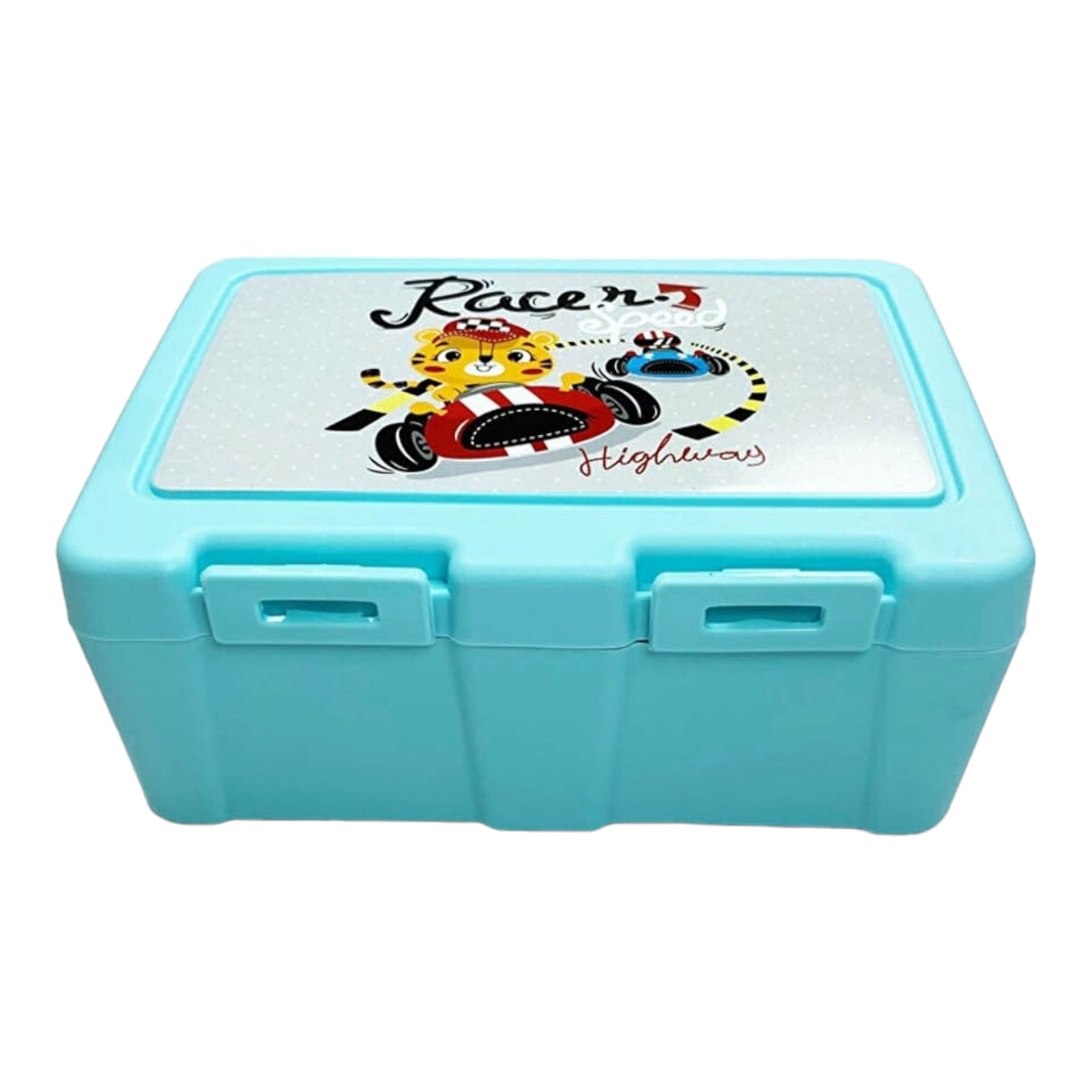 Joyful Kids Lockable Lunch Box Plastic 2-Division with Spork Spoon in One