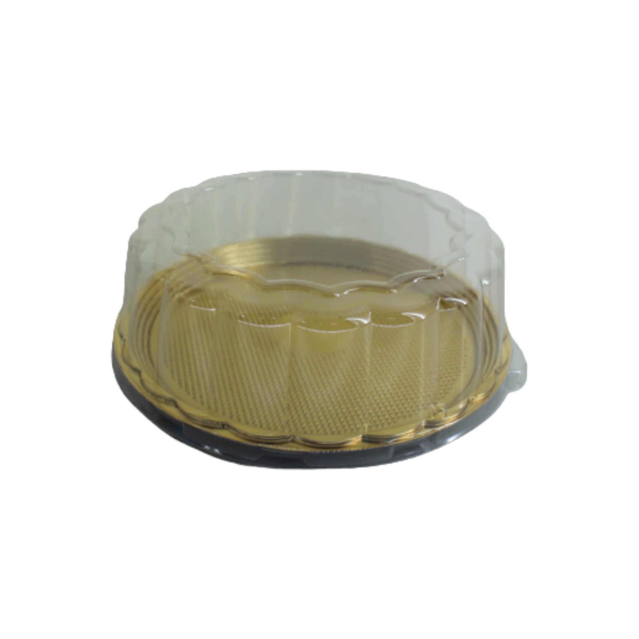Disposable Serving To Go Pateresie Cake Container with Dome Lid Round Gold