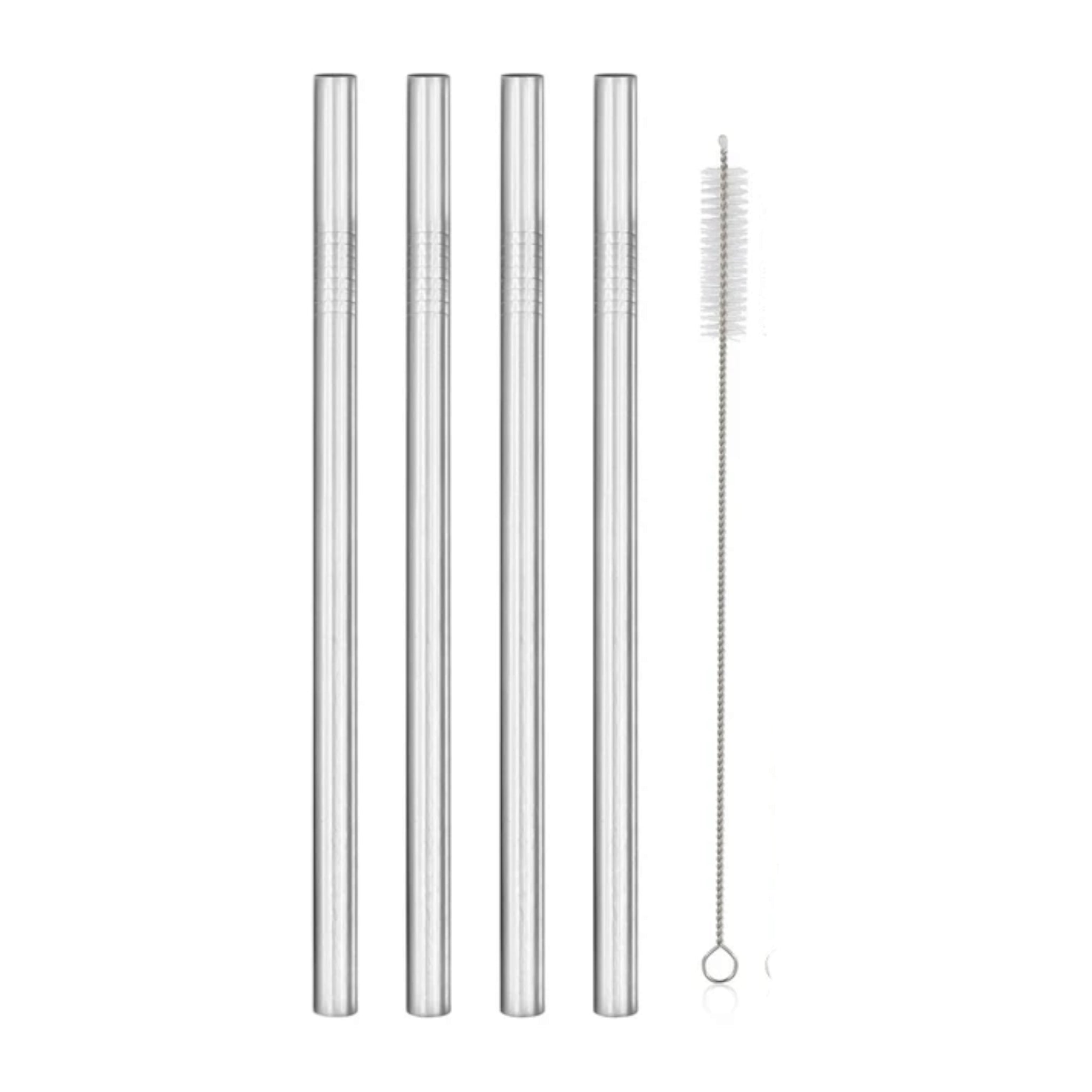 Stainless Steel Straws 7mmx22.5cm with Brush 11pack