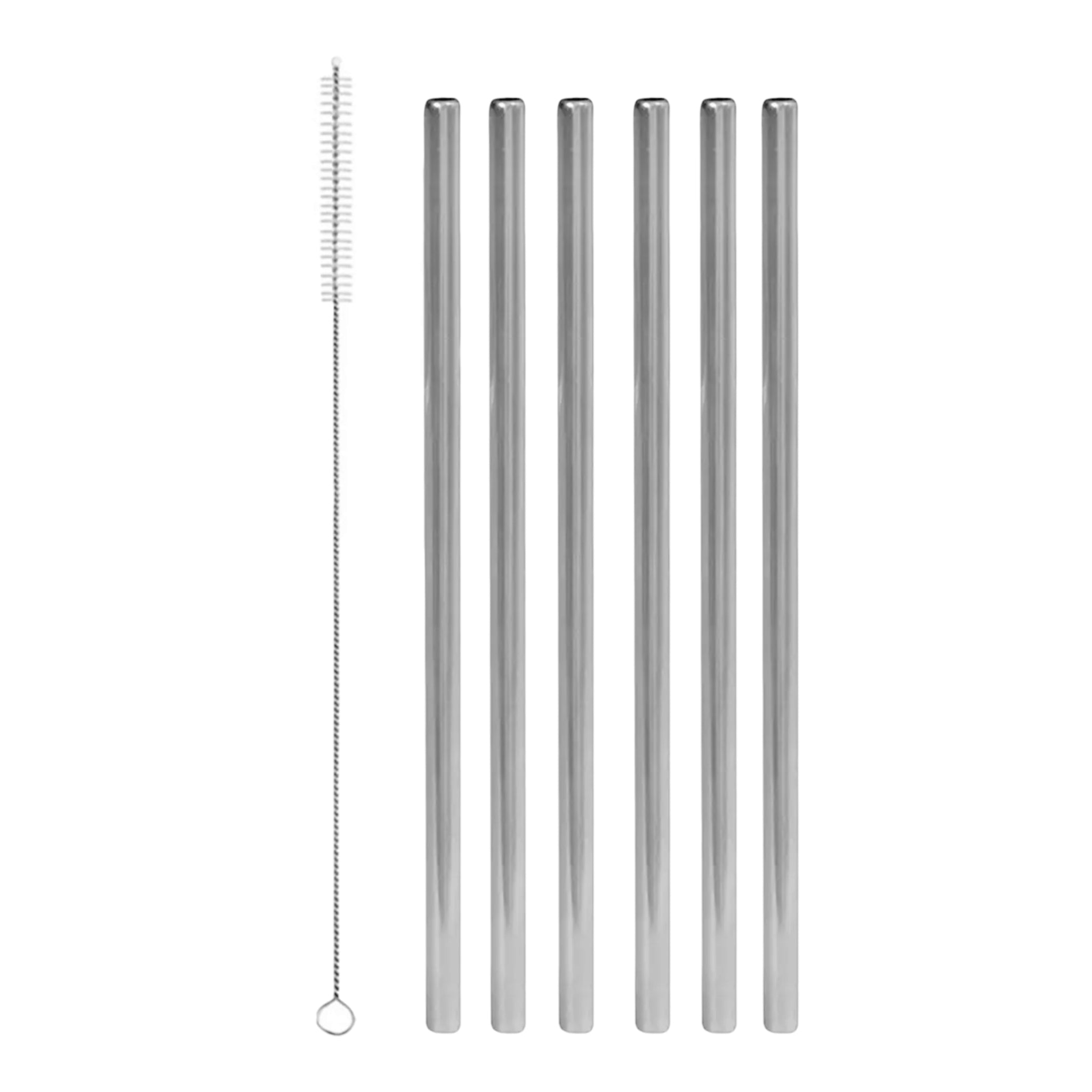 Stainless Steel Straws 5mmx22.5cm with Brush 11pack
